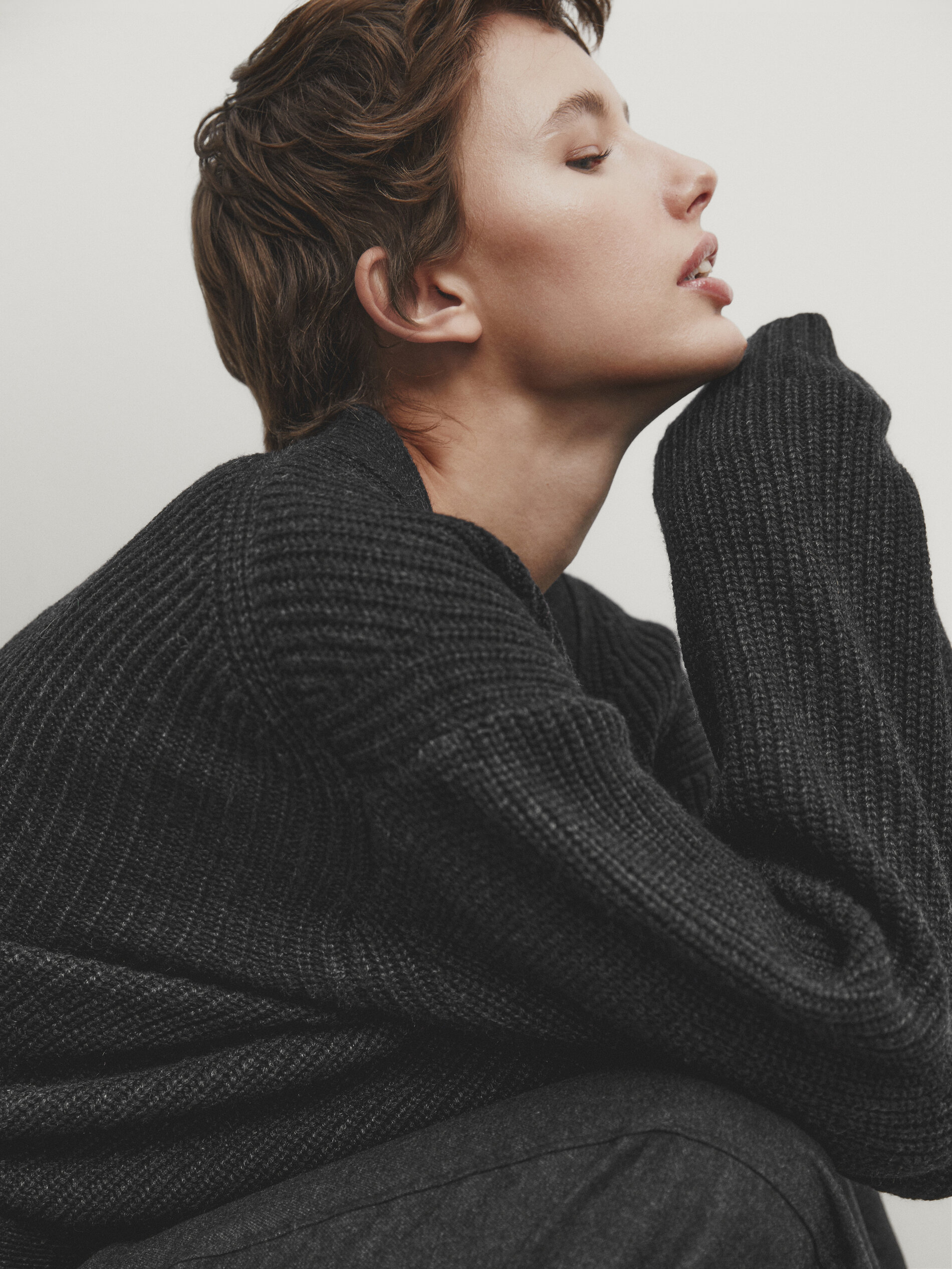 Wool blend knit cardigan with belt detail