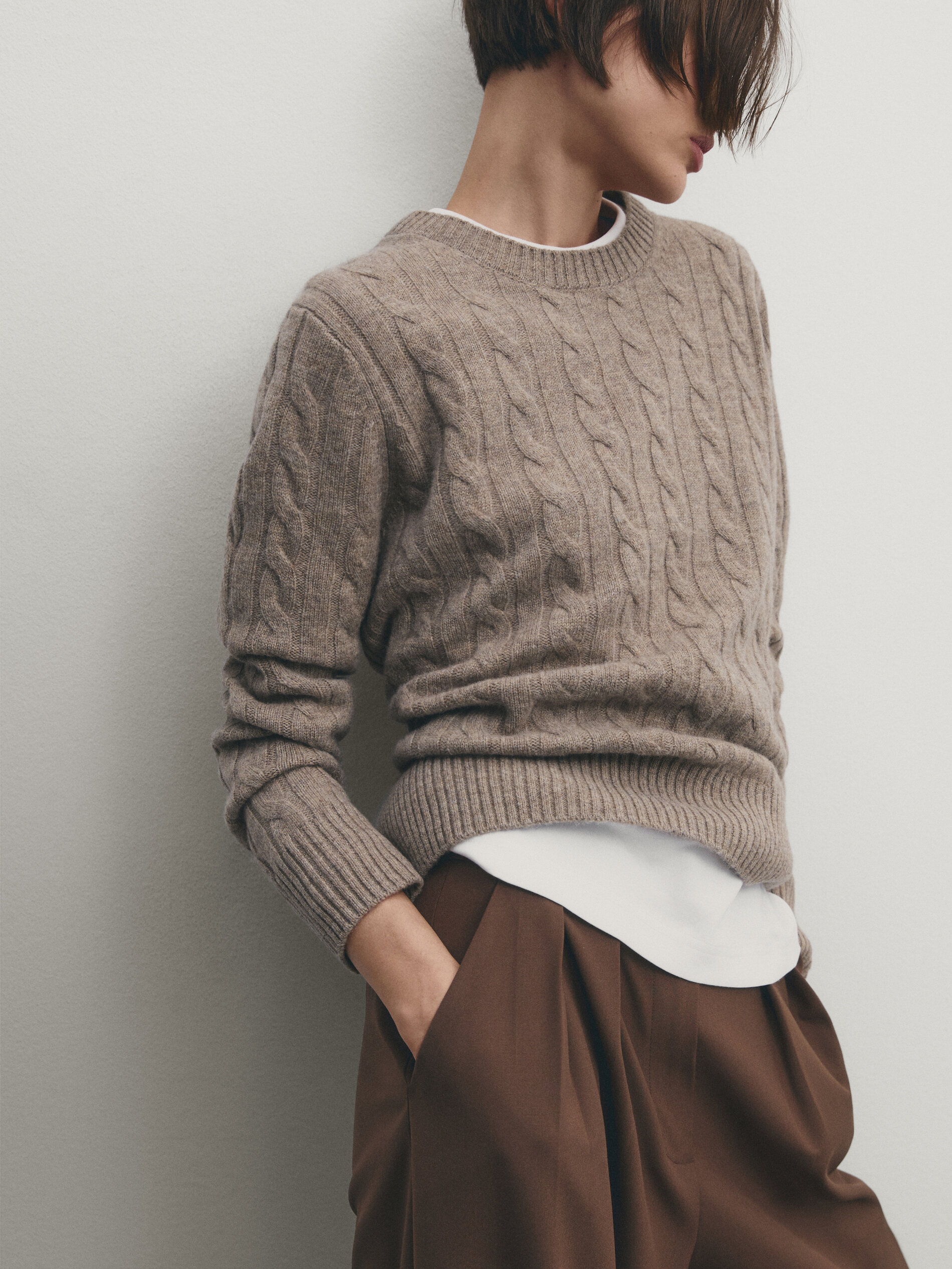 Crew neck online cable knit sweater