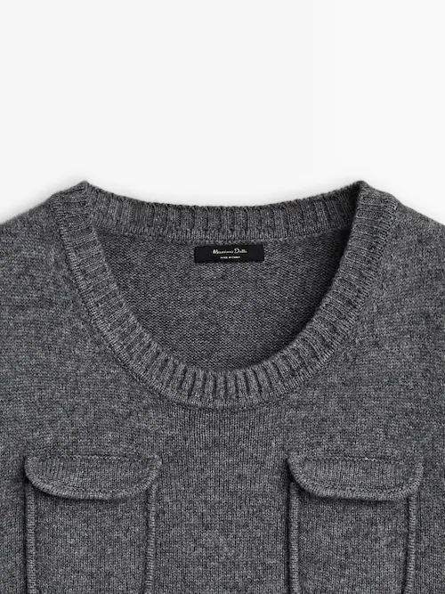 pockets Dutti Wool · with blend · Massimo Grey And Cardigans Sweaters Medium | knit vest