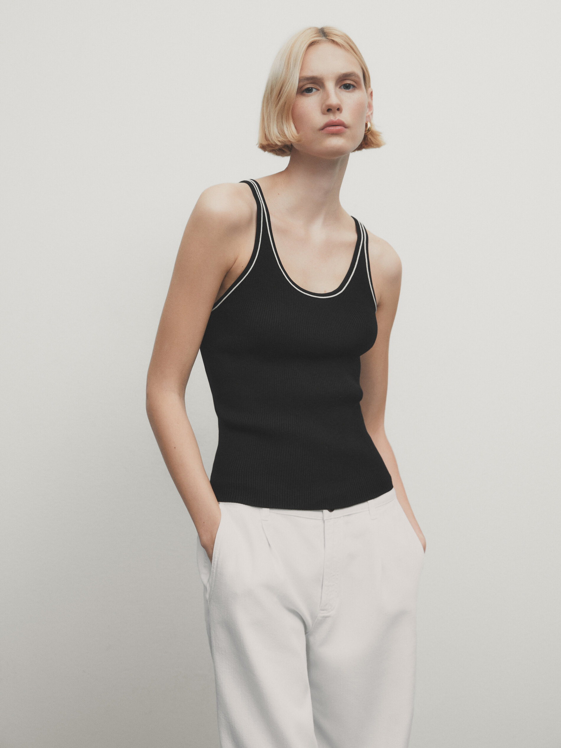 Contrast deals knit top