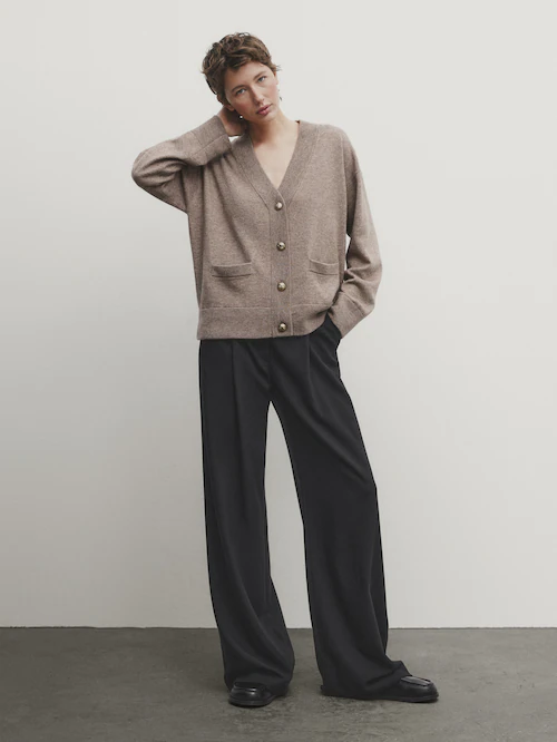 마시모두띠 Massimo Dutti Wool blend knit cardigan with pockets