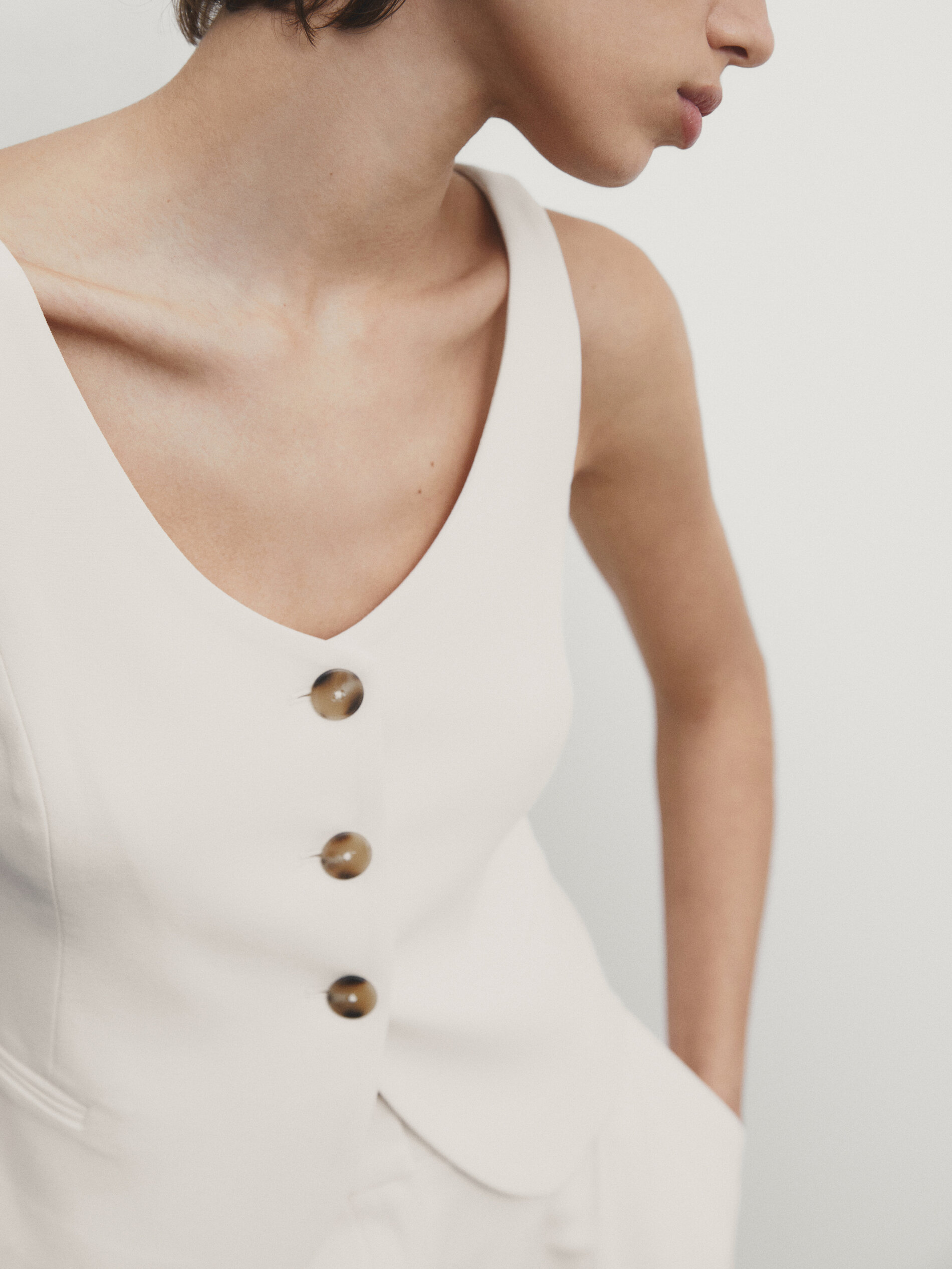 Scoop neck waistcoat top
