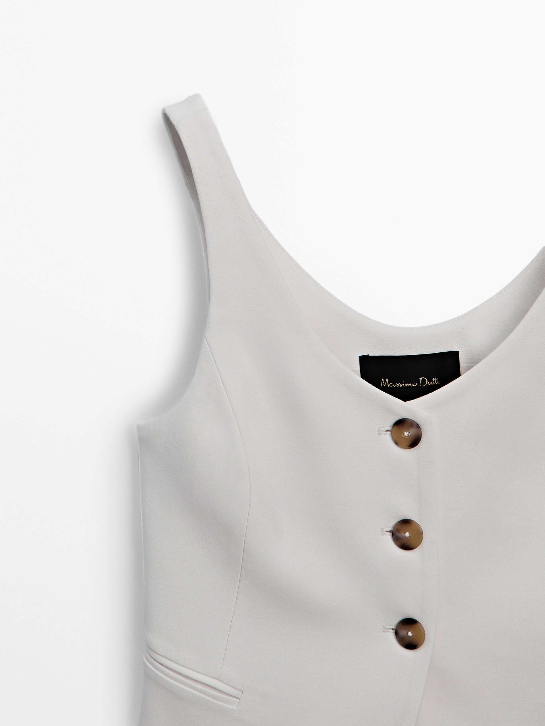 V neck suit waistcoat top Cream Dressy Massimo Dutti