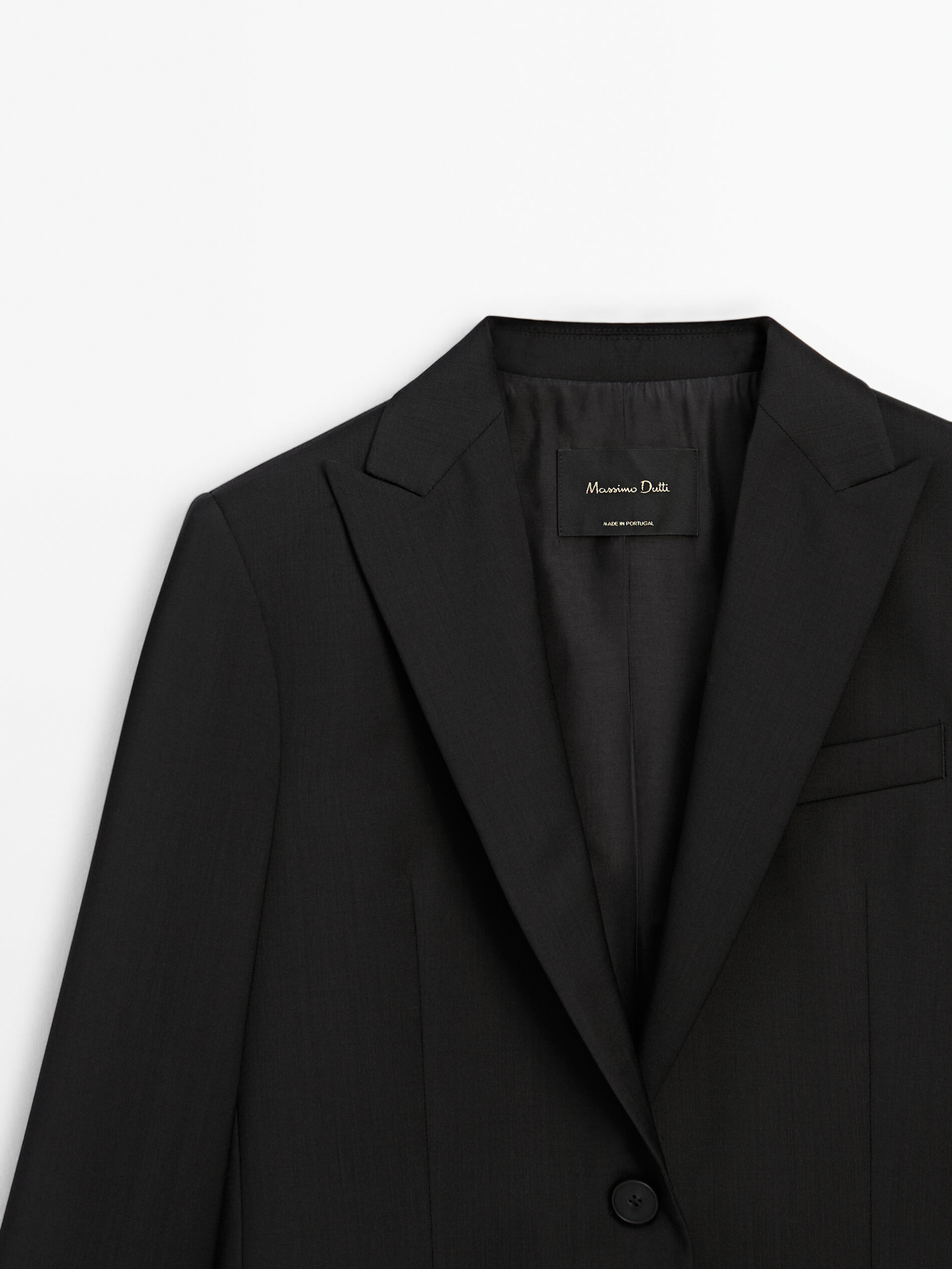100 cool wool suit blazer Black Navy Blue Dressy Massimo Dutti