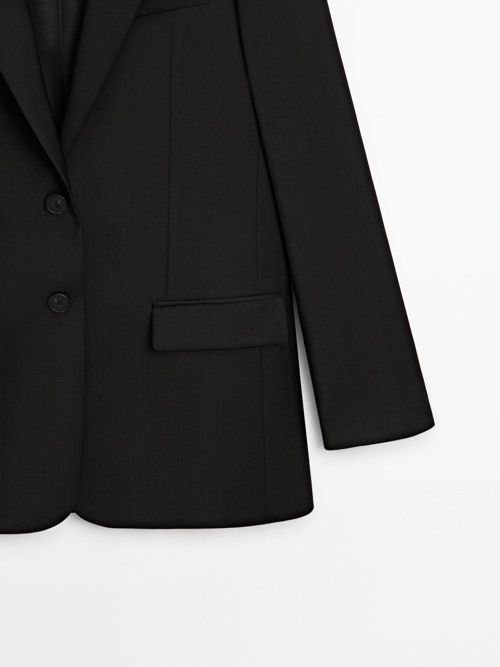 100 cool wool suit blazer Black Navy Blue Dressy Massimo Dutti