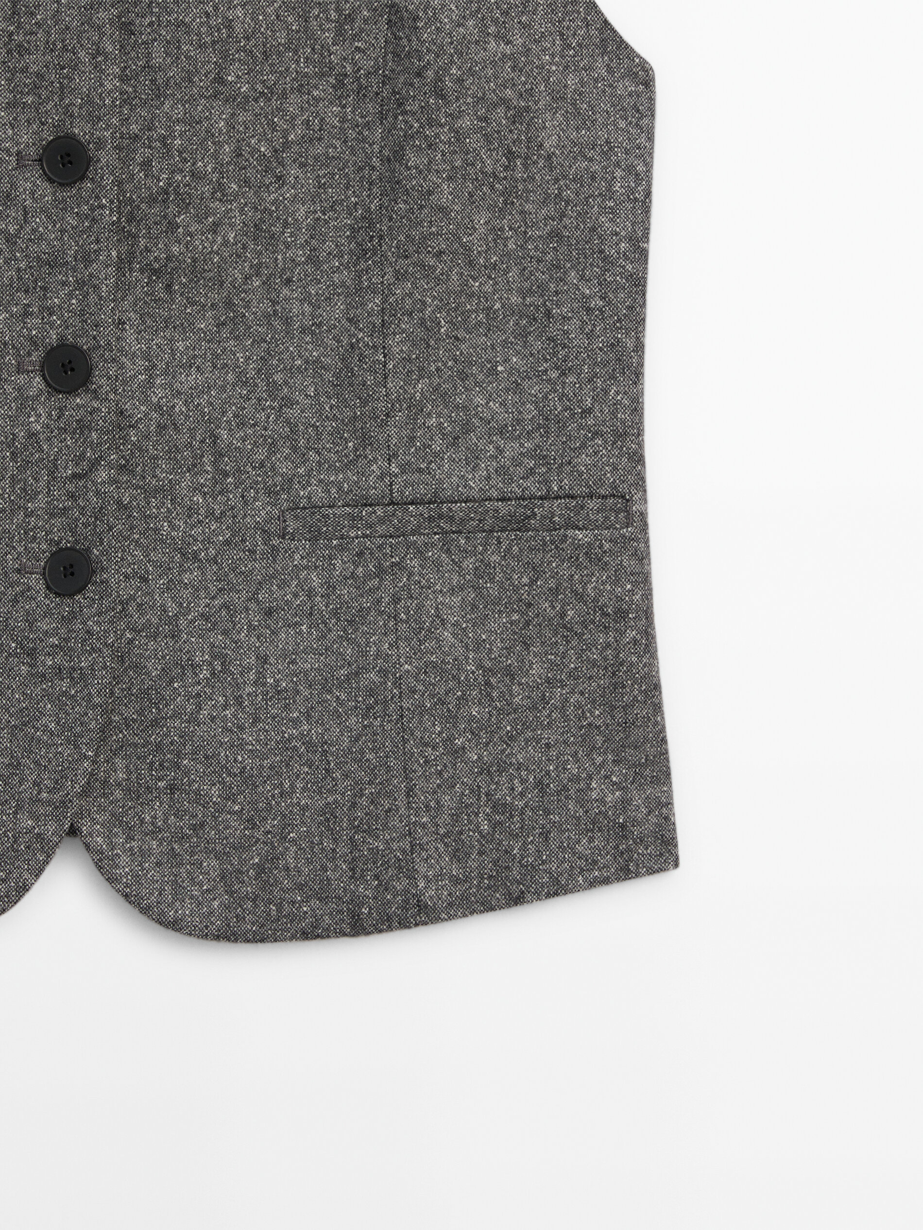 Wool blend knickerbocker yarn effect vest Black Dressy