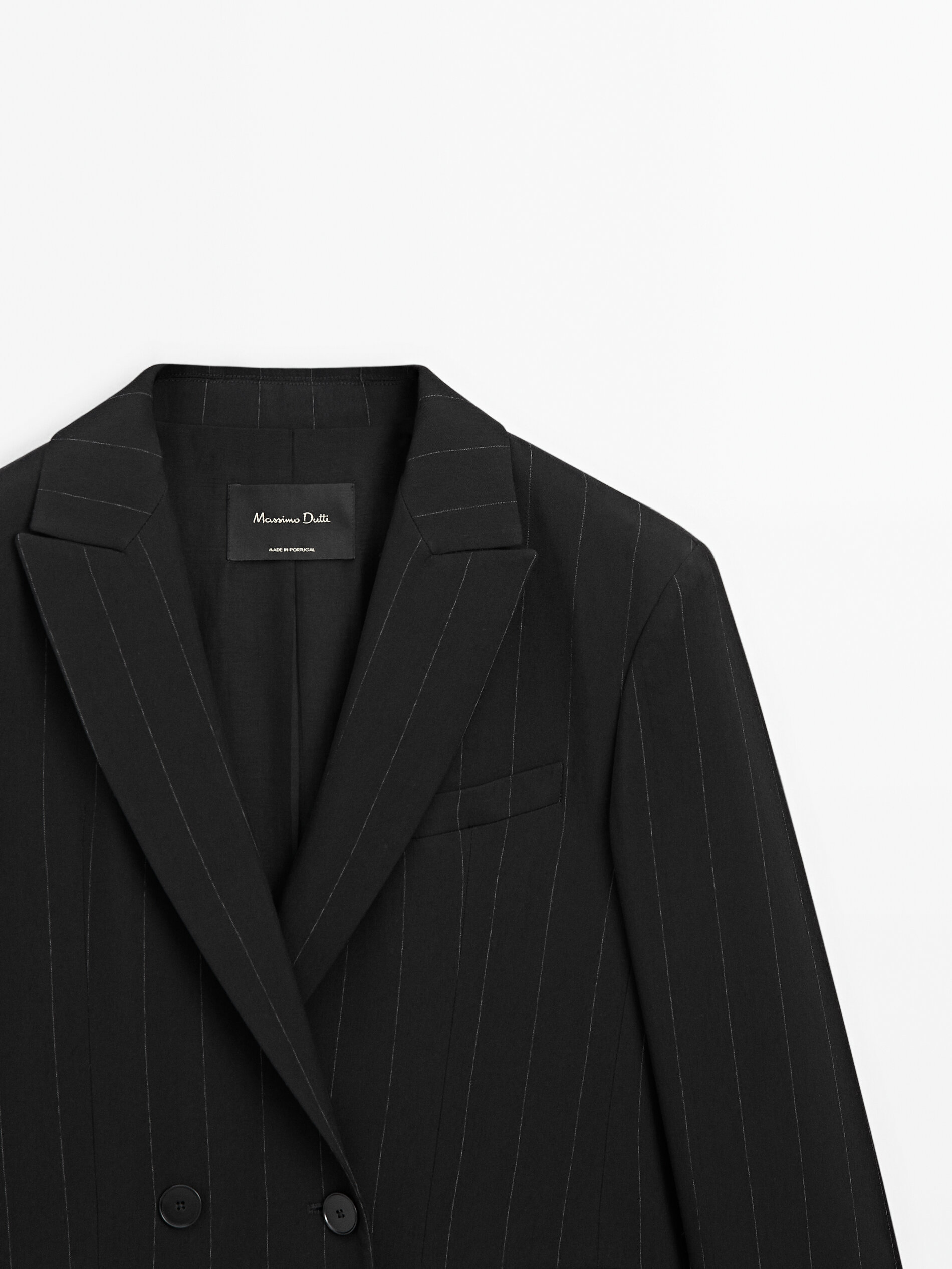 Mens black pinstripe discount blazer