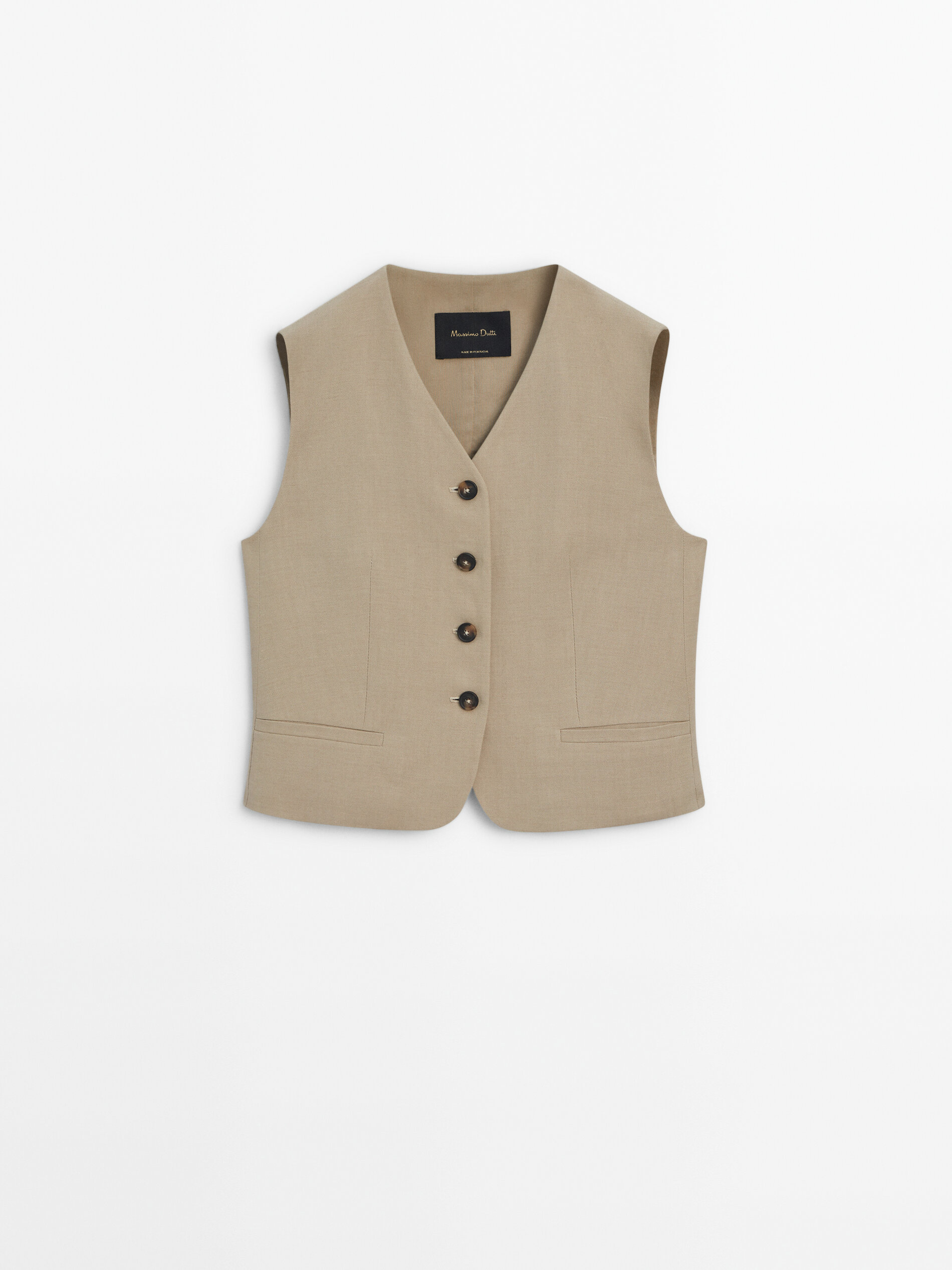 Short suit waistcoat Beige Dressy Massimo Dutti