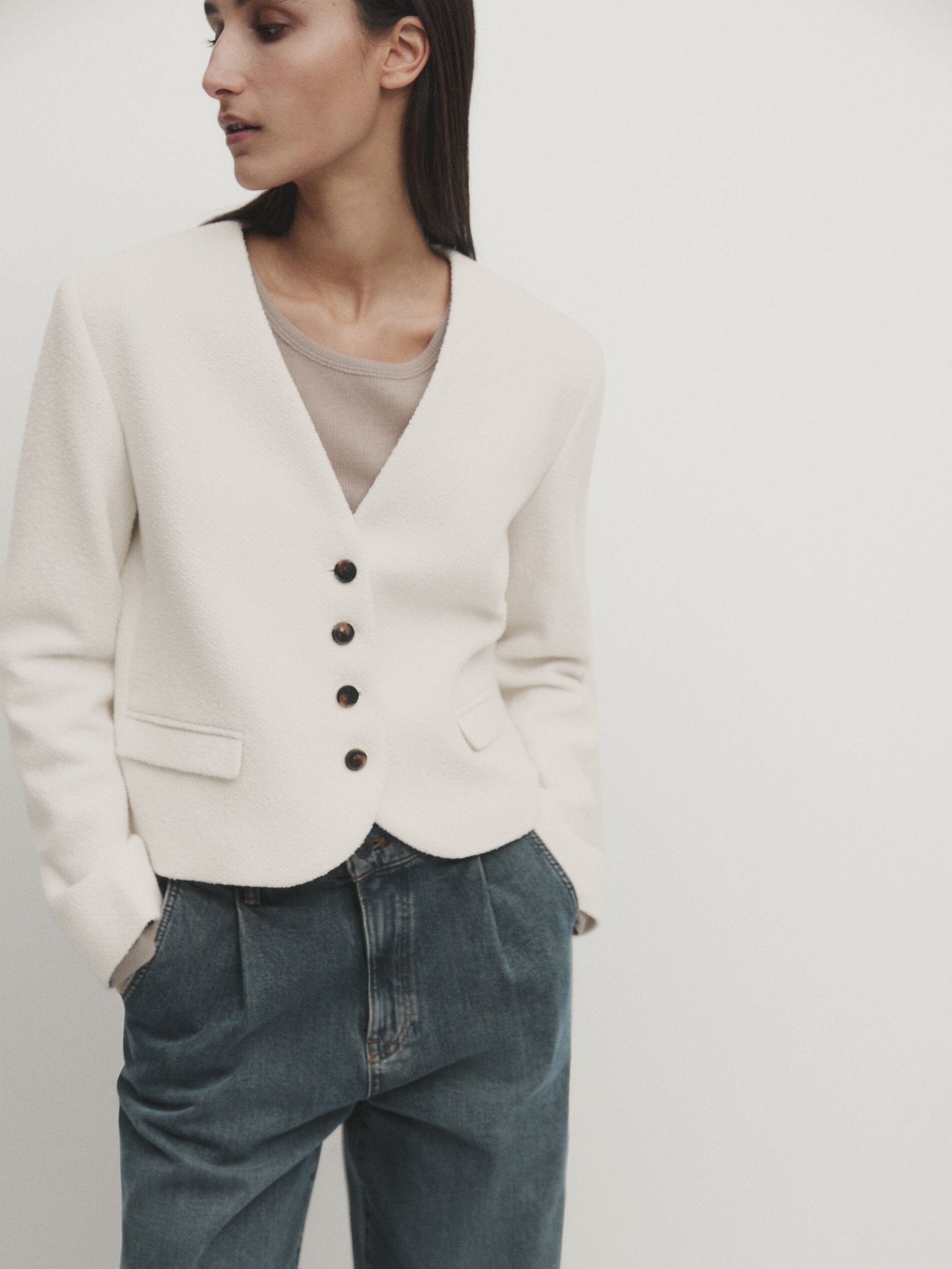Cream short jacket deals
