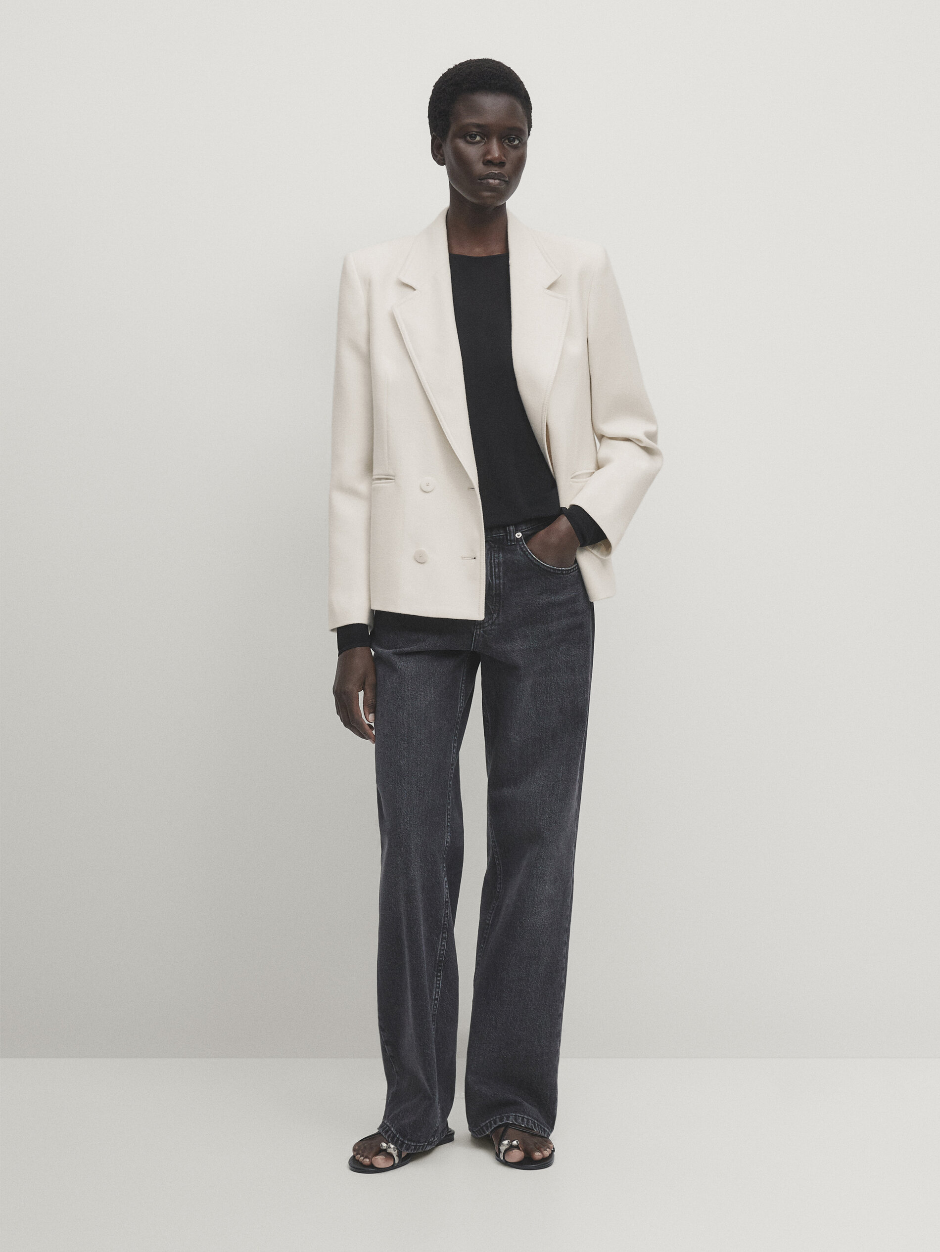Massimo dutti white blazer discount