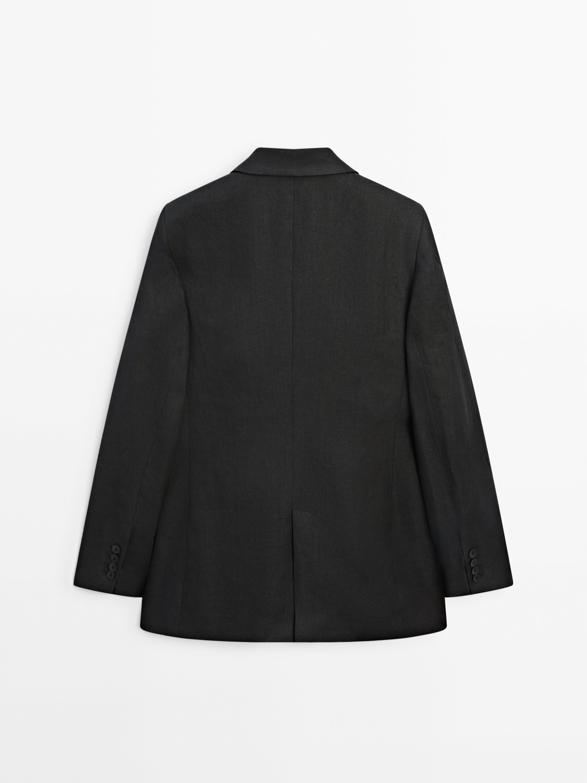 100 linen buttoned blazer Black Dressy Massimo Dutti