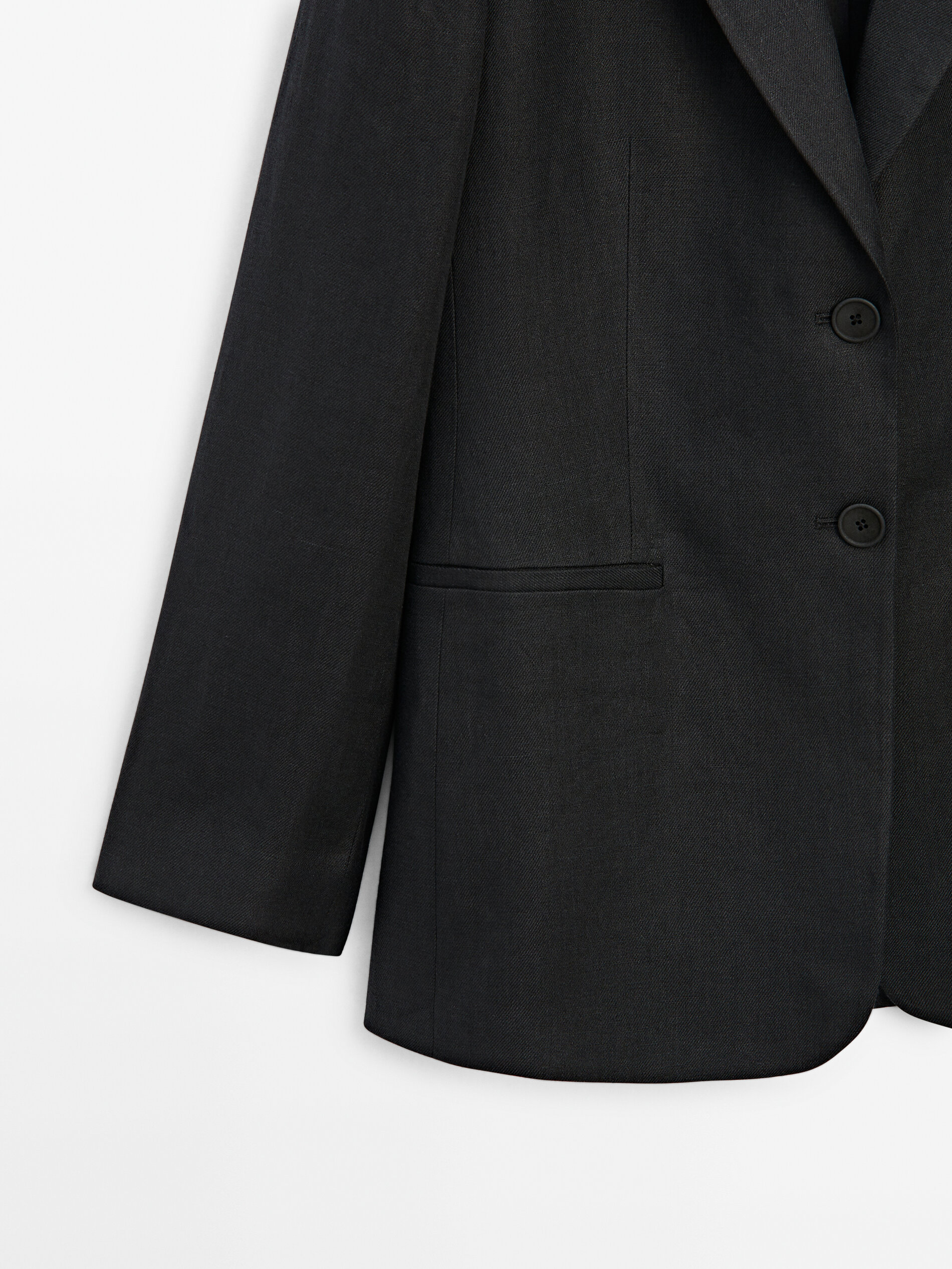 100 linen buttoned blazer Black Dressy Massimo Dutti