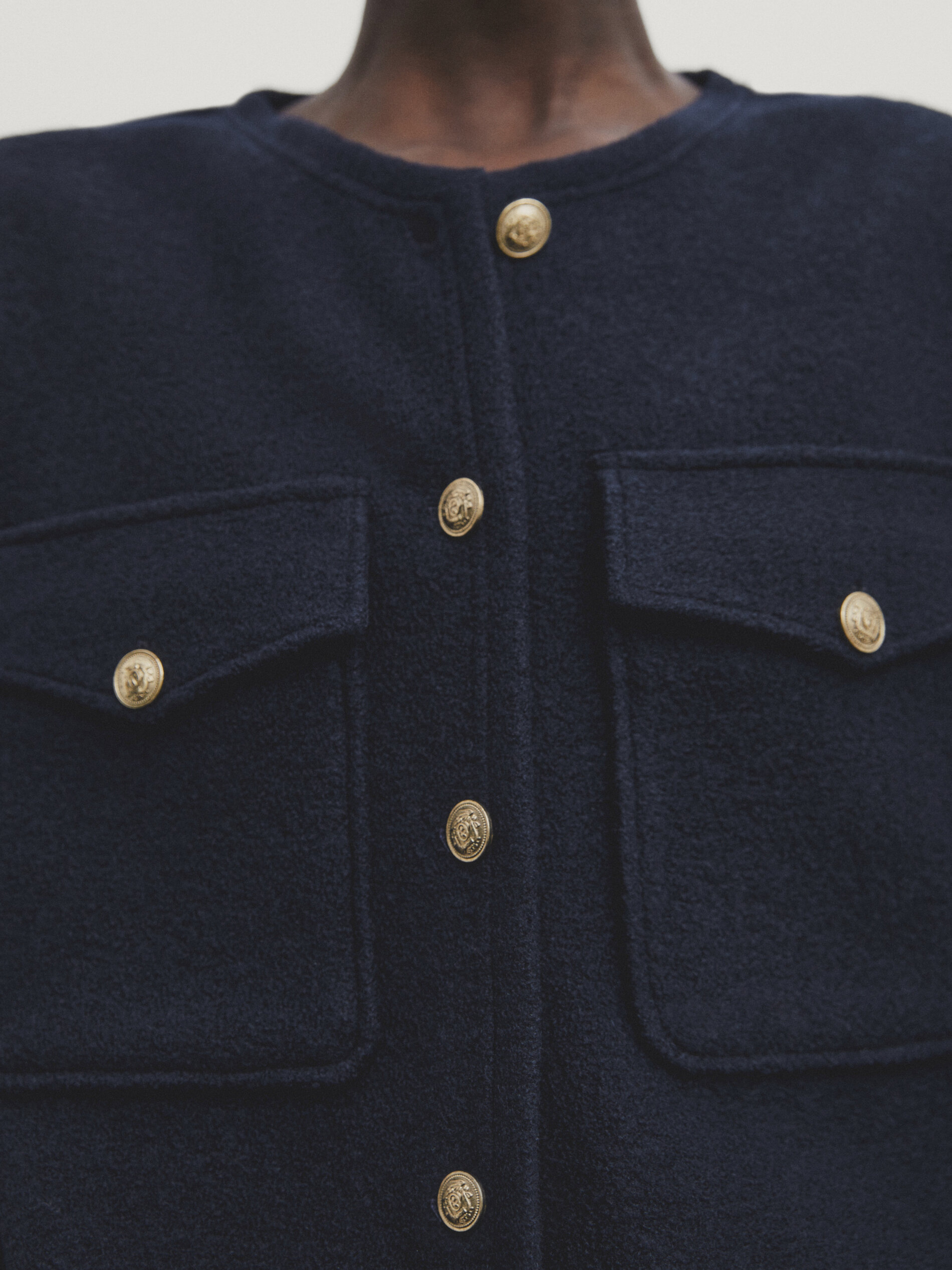 Navy blue on sale cropped jacket