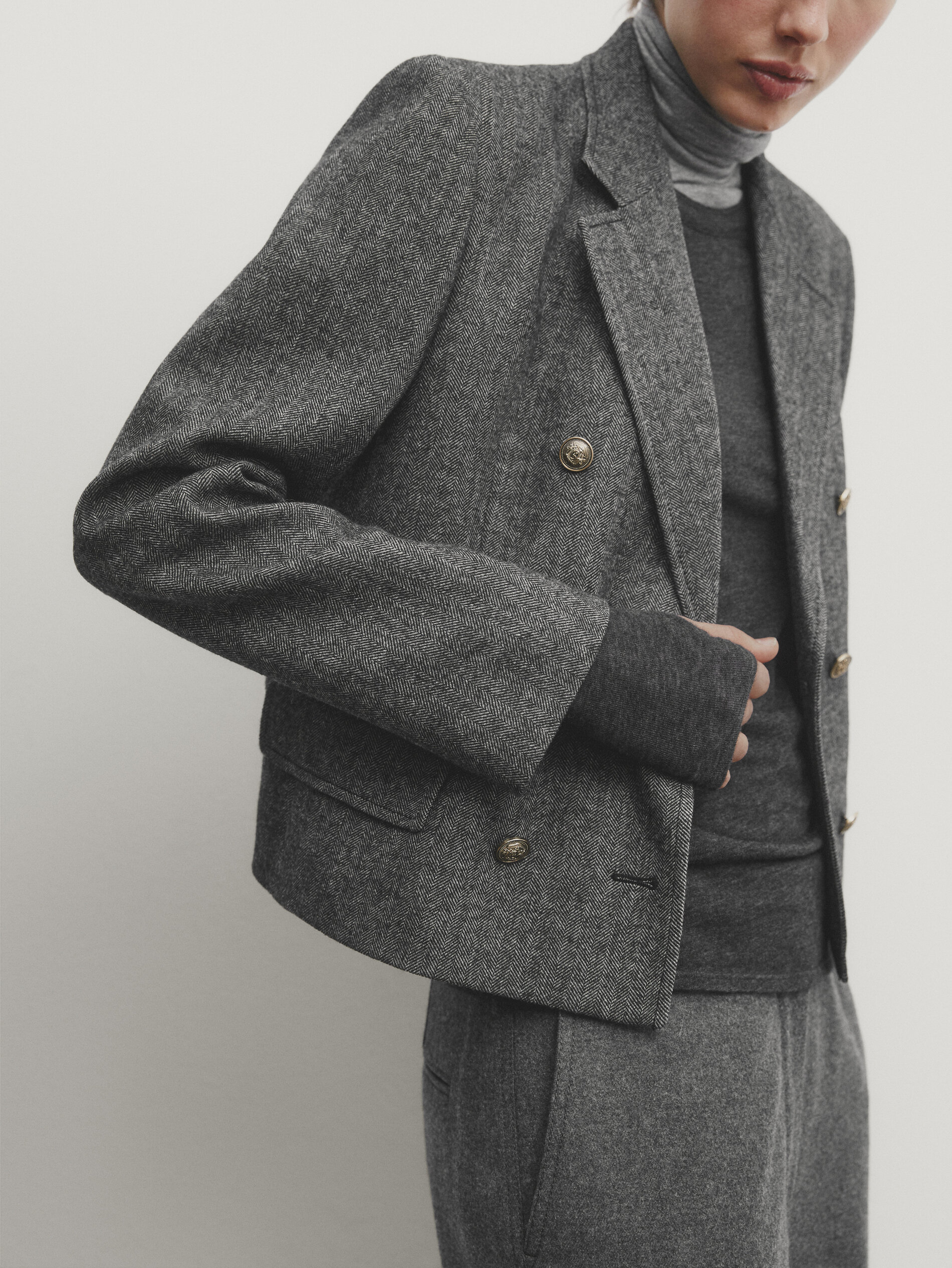 Massimo dutti herringbone best sale blazer