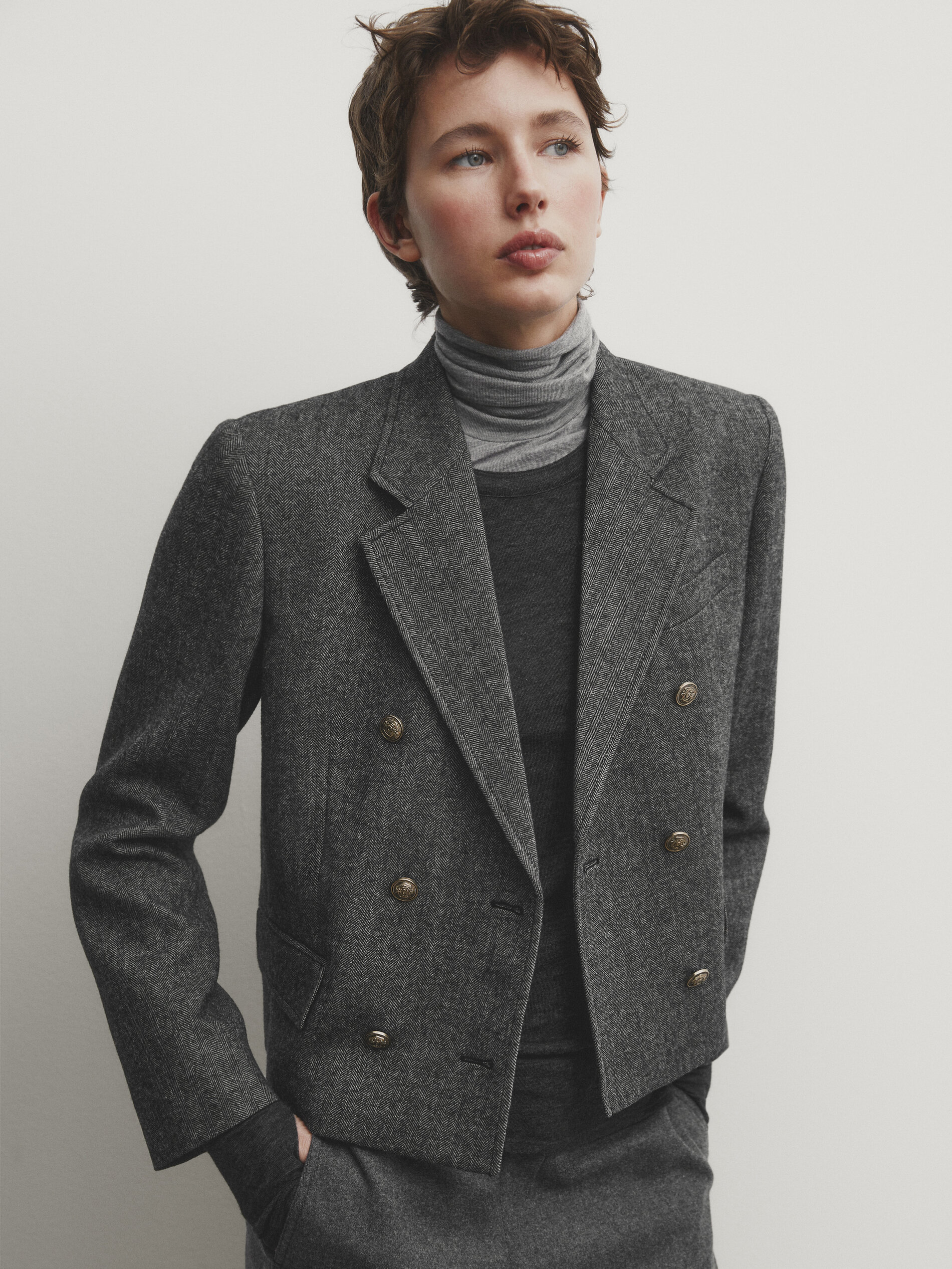 Massimo dutti grey blazer deals