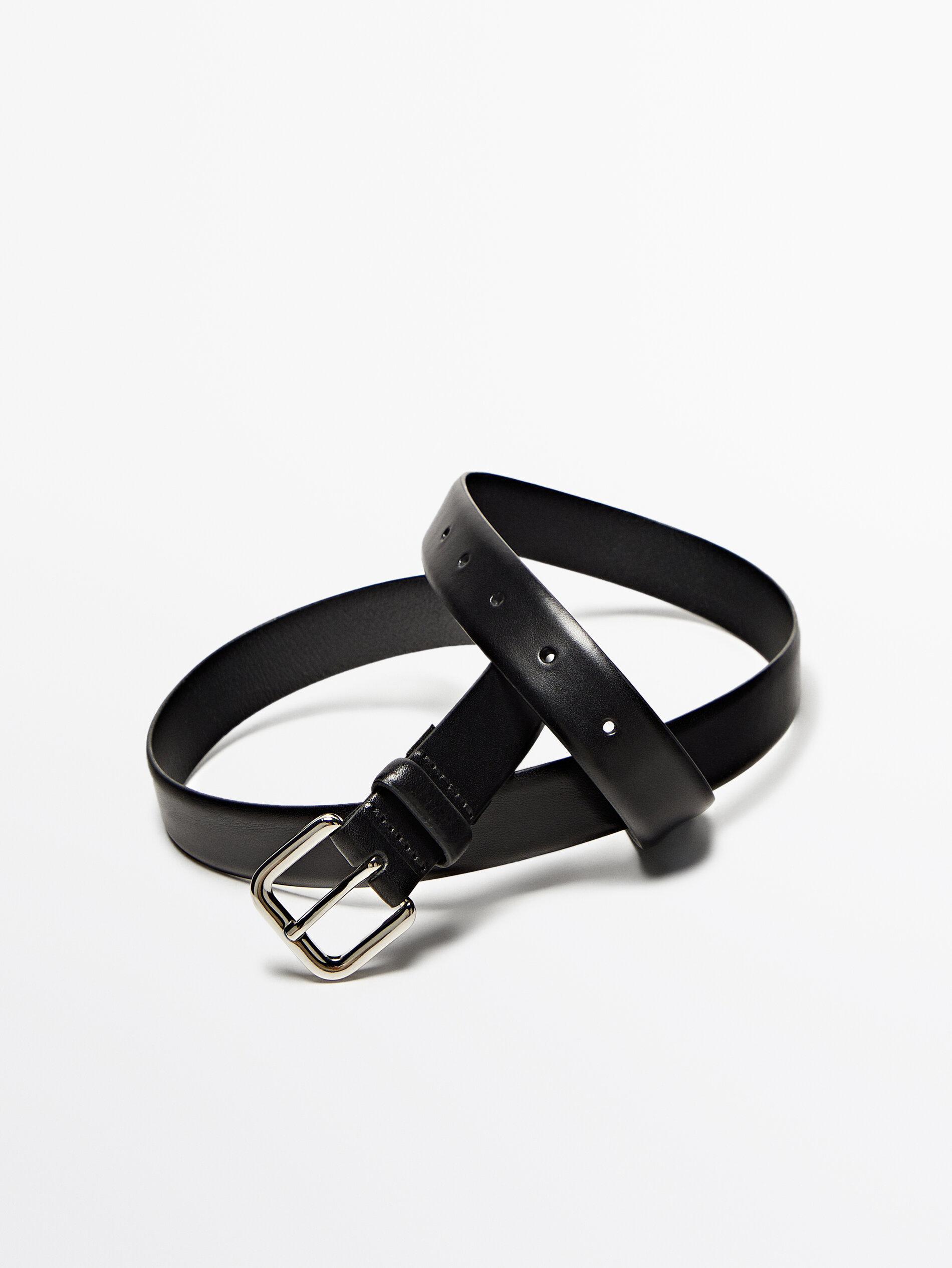 Black leather sales belt for buckle