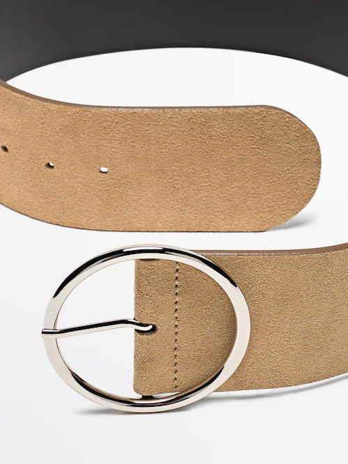 Leather belt with round buckle - Massimo Dutti Canada