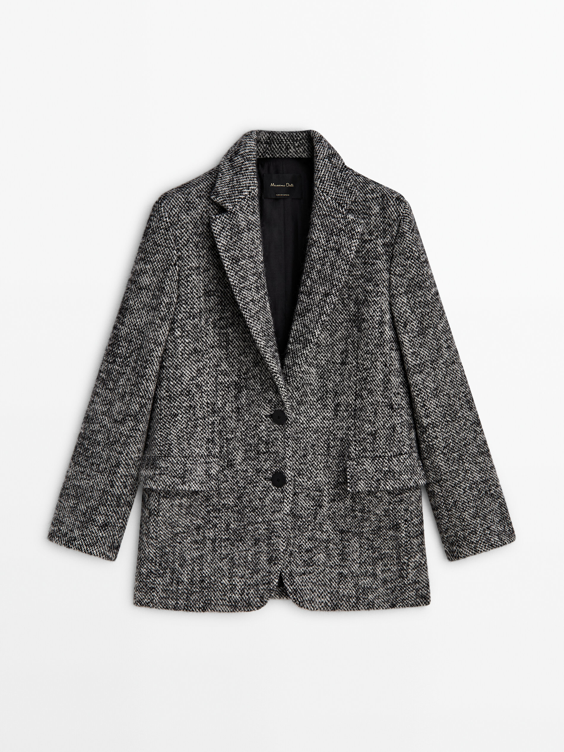 Flecked wool blend pea coat