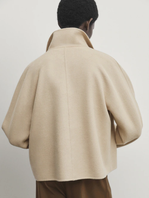 Kurzer zweireihiger Doubleface-Mantel Jacken Und · Wolle Mäntel · Beige Dutti mit | Massimo