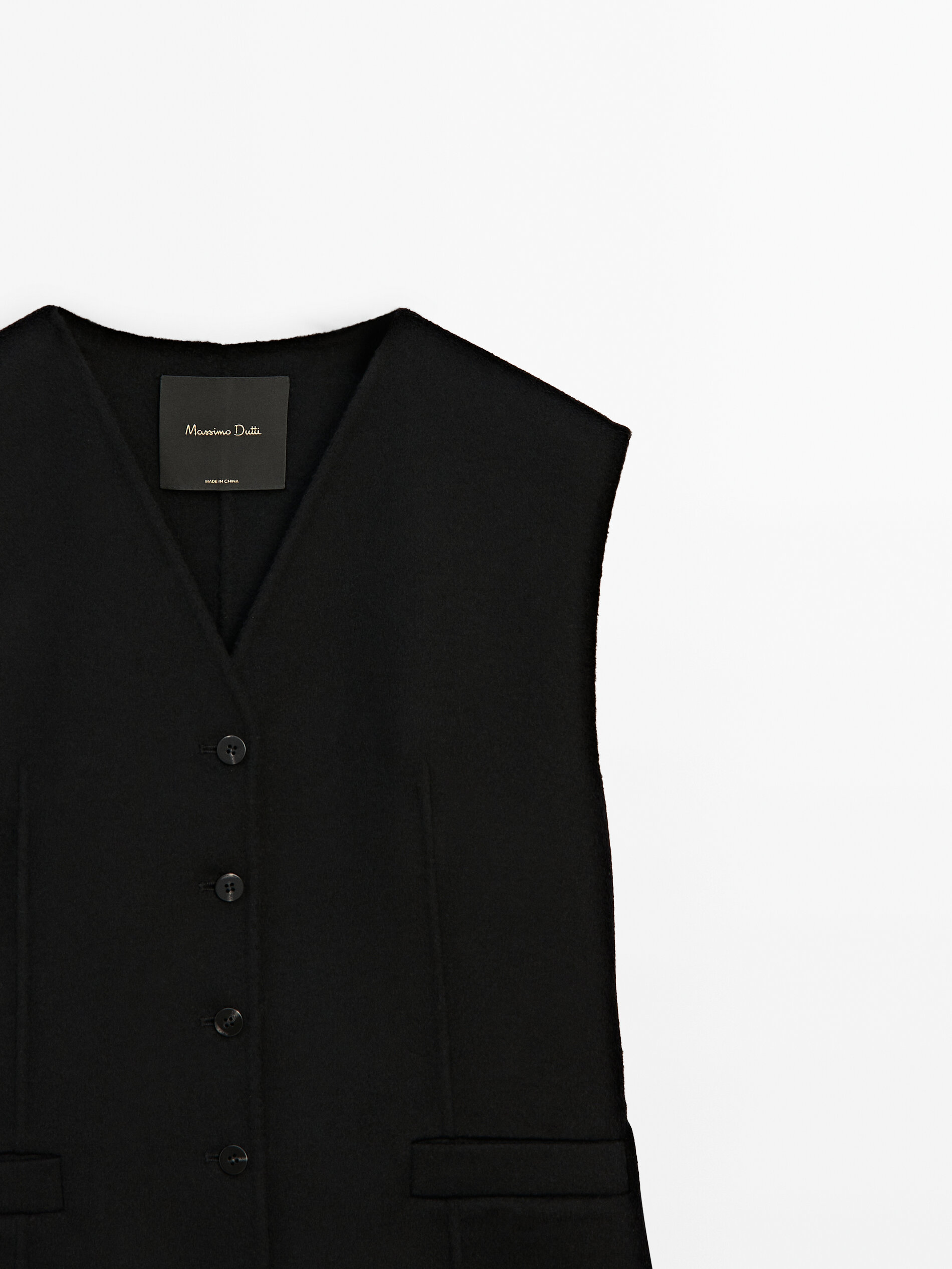Black wool blend waistcoat Black Coats And Jackets Massimo Dutti