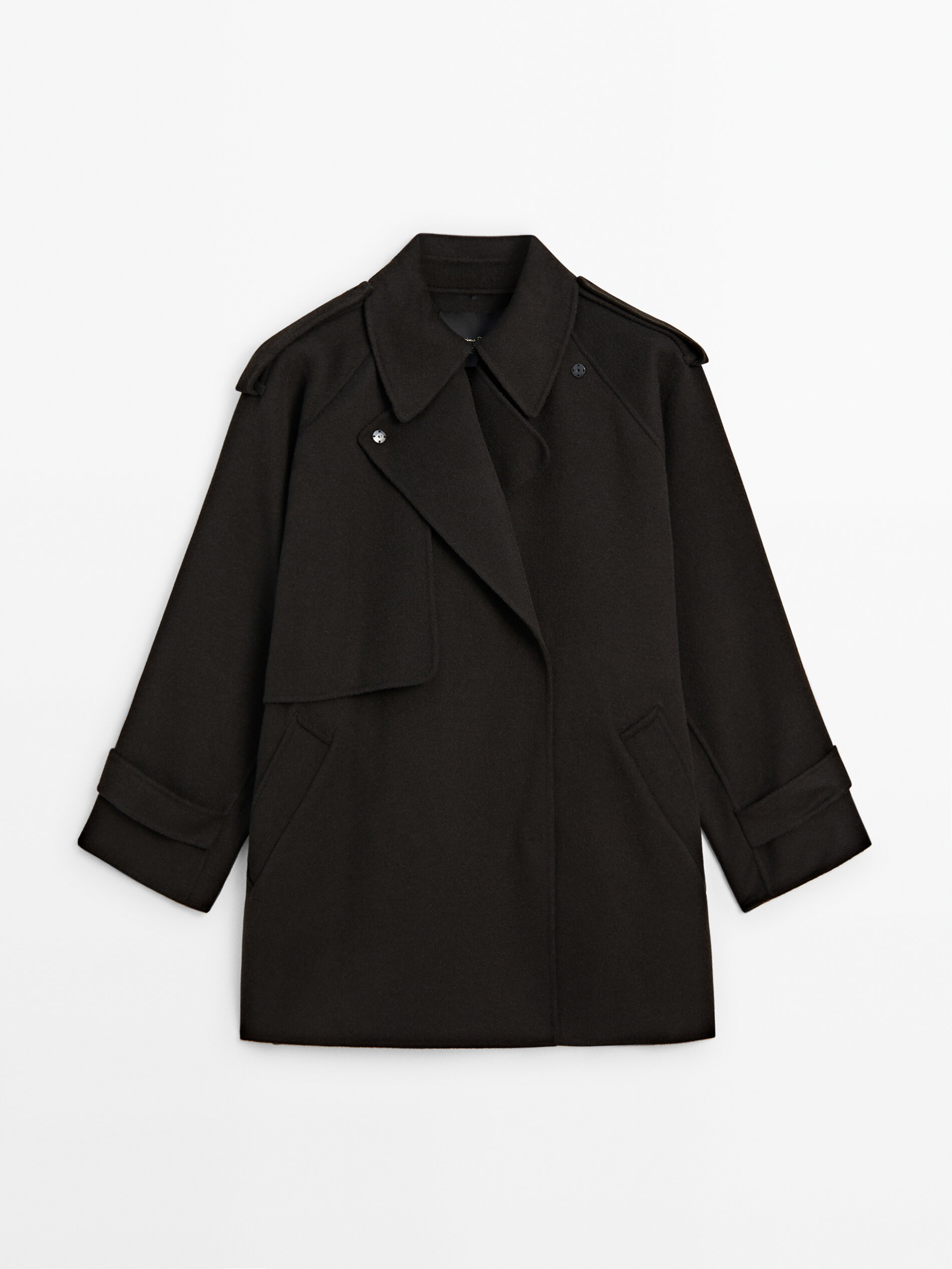 Trench effect wool blend coat Dark Green Coats And Jackets