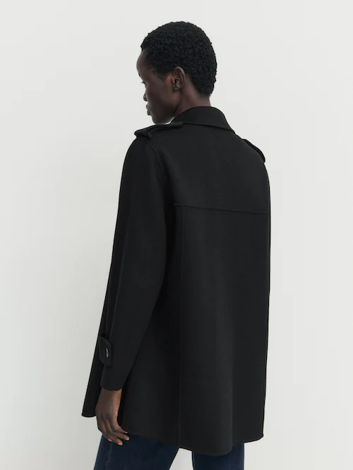Abrigo paño mezcla lana negro · Negro · Abrigos Y Chaquetas