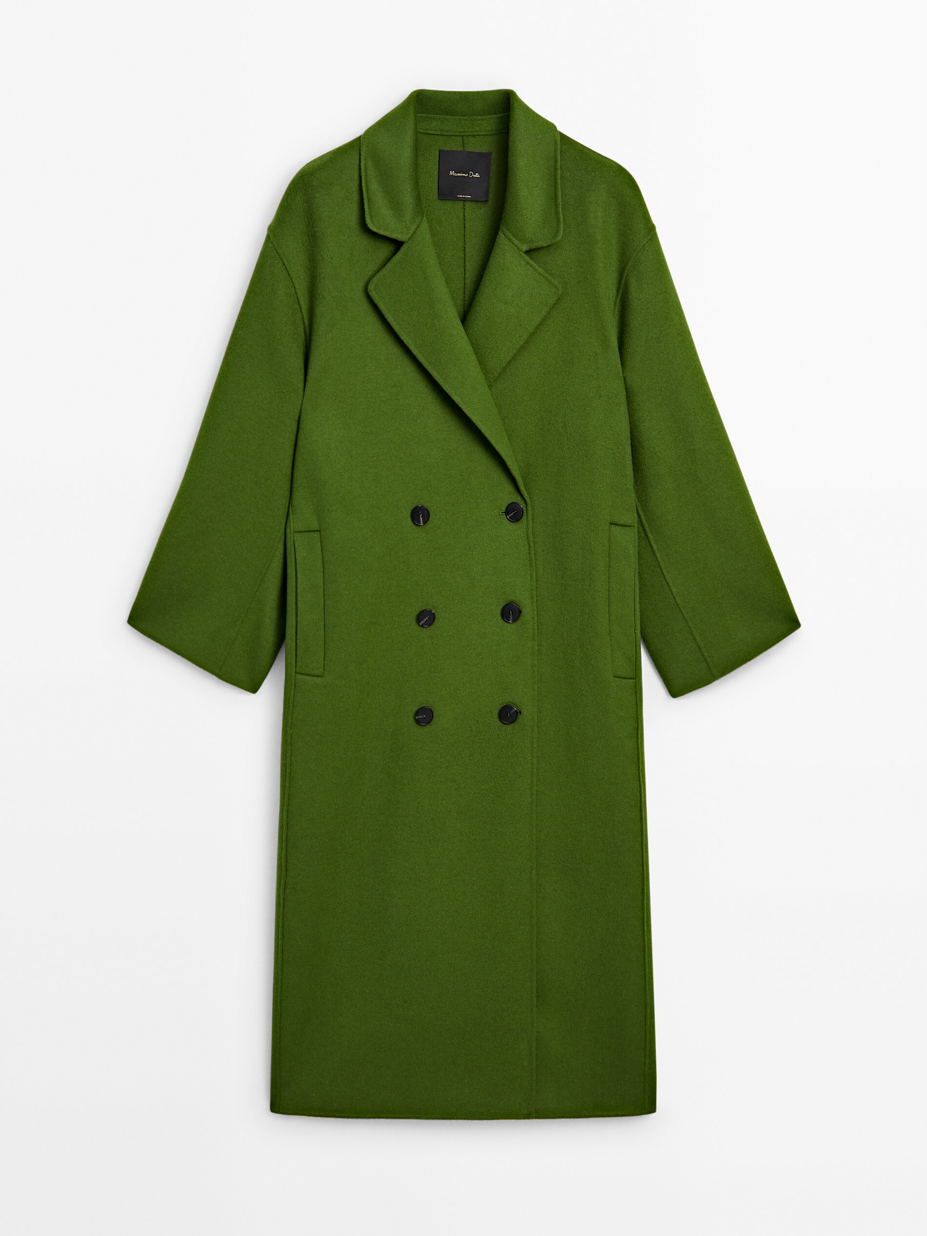 Long wool blend double breasted coat