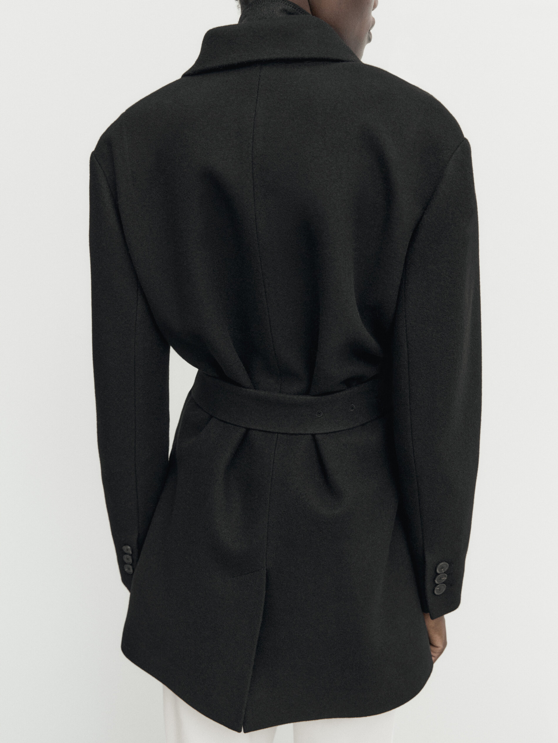 100% wool trench coat with belt · Black · Coats And Jackets