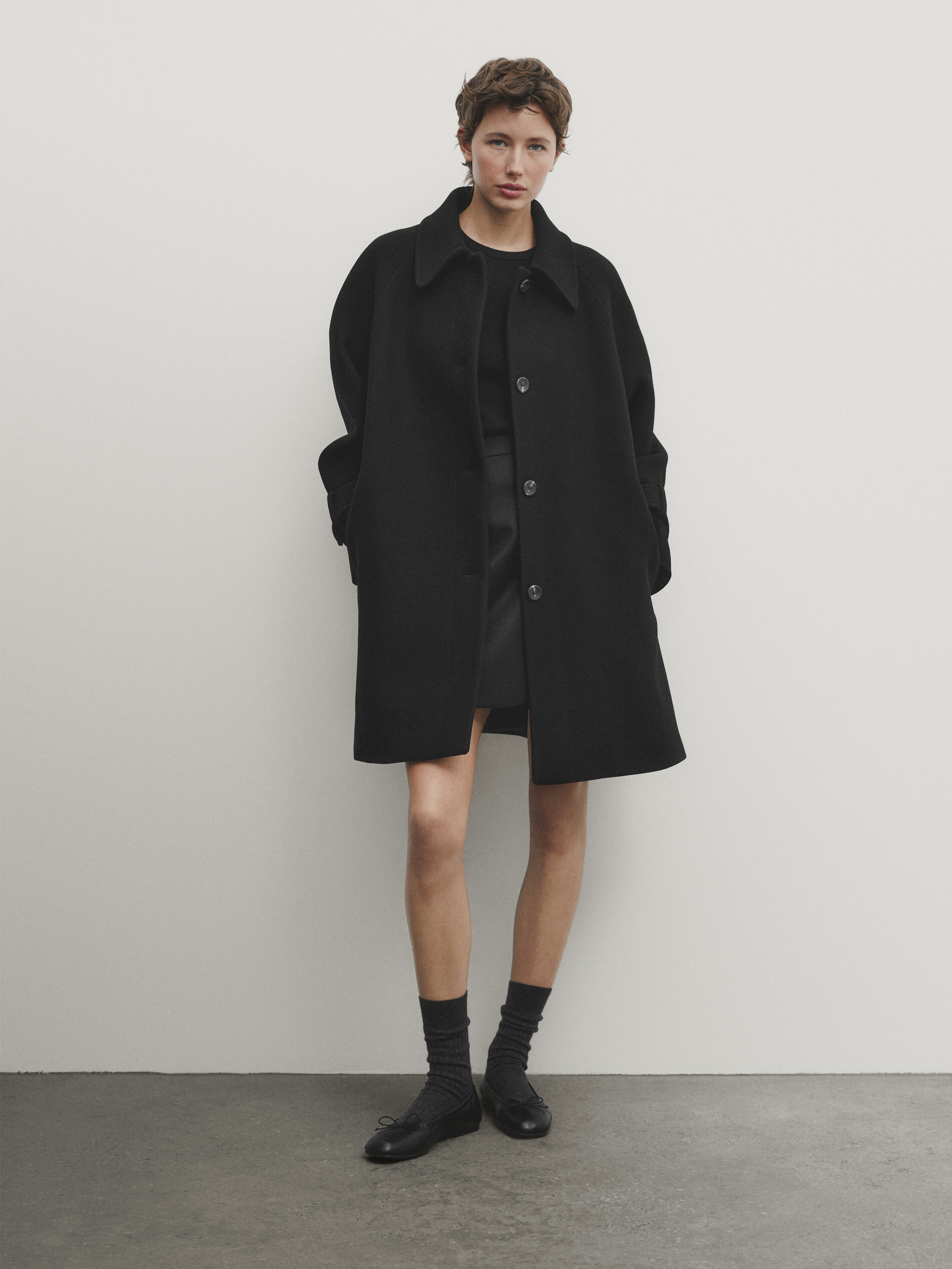 Massimo dutti on sale black wool coat