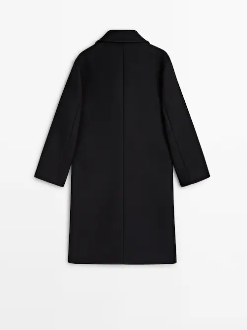coat Black blend Massimo Dutti | Black · comfort wool