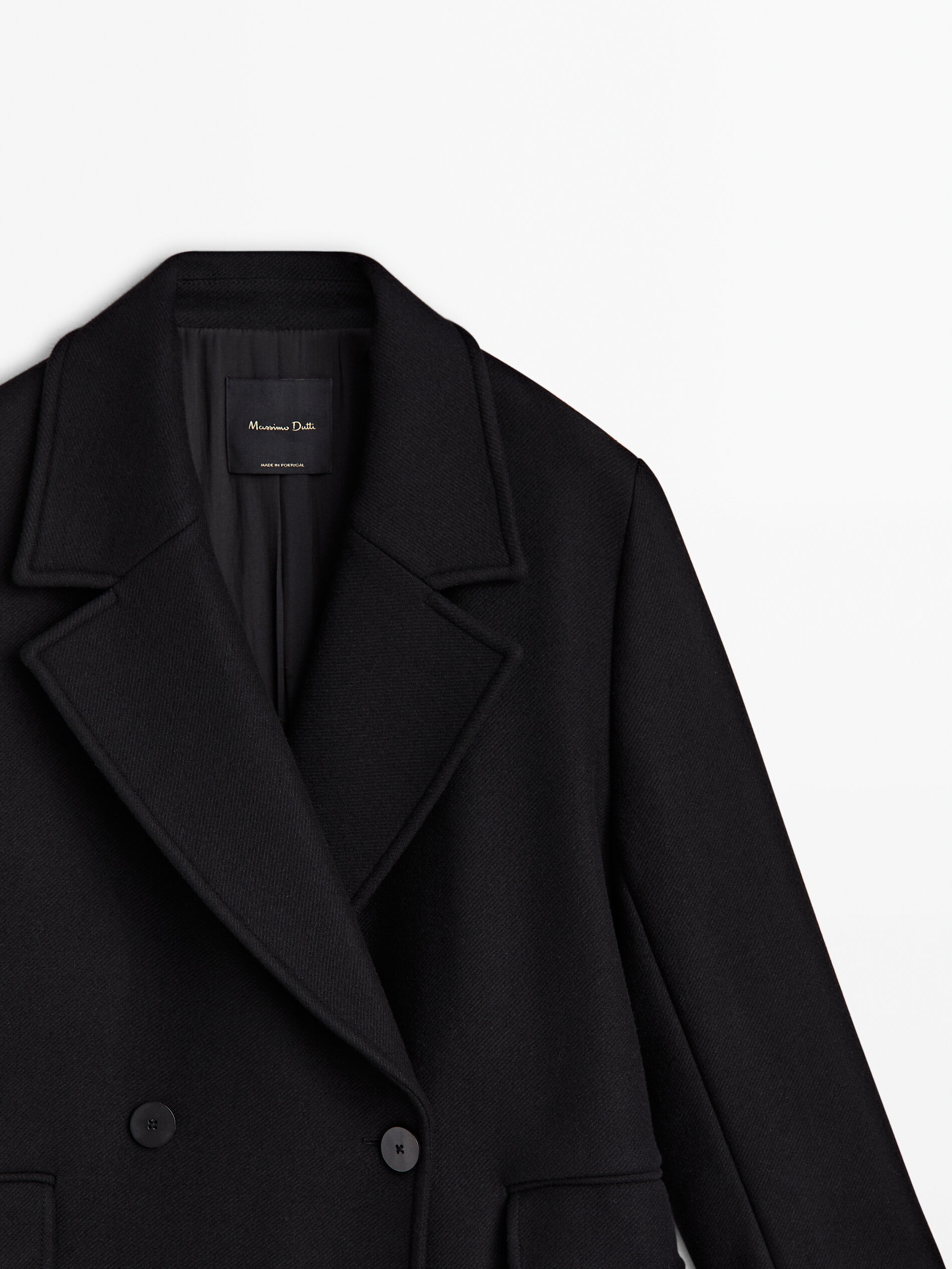 Massimo dutti black wool coat discount