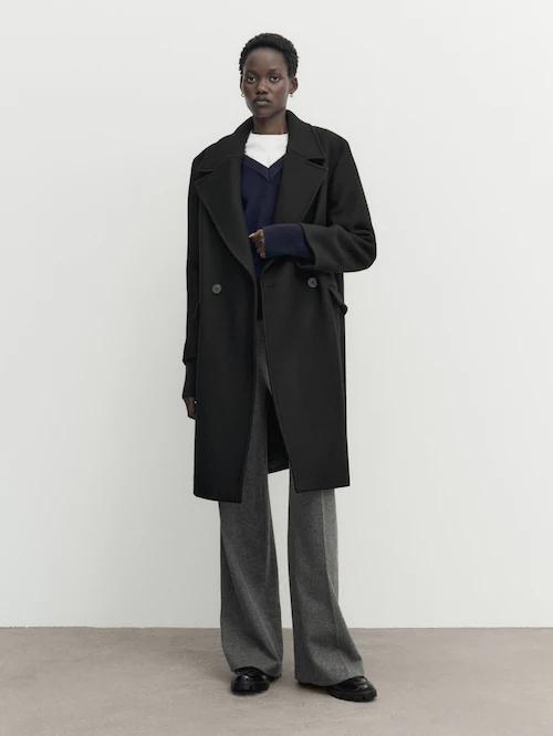 Black wool blend | Black Massimo coat · comfort Dutti