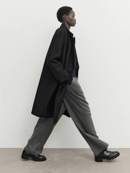 Black Massimo Dutti | Black coat blend comfort · wool
