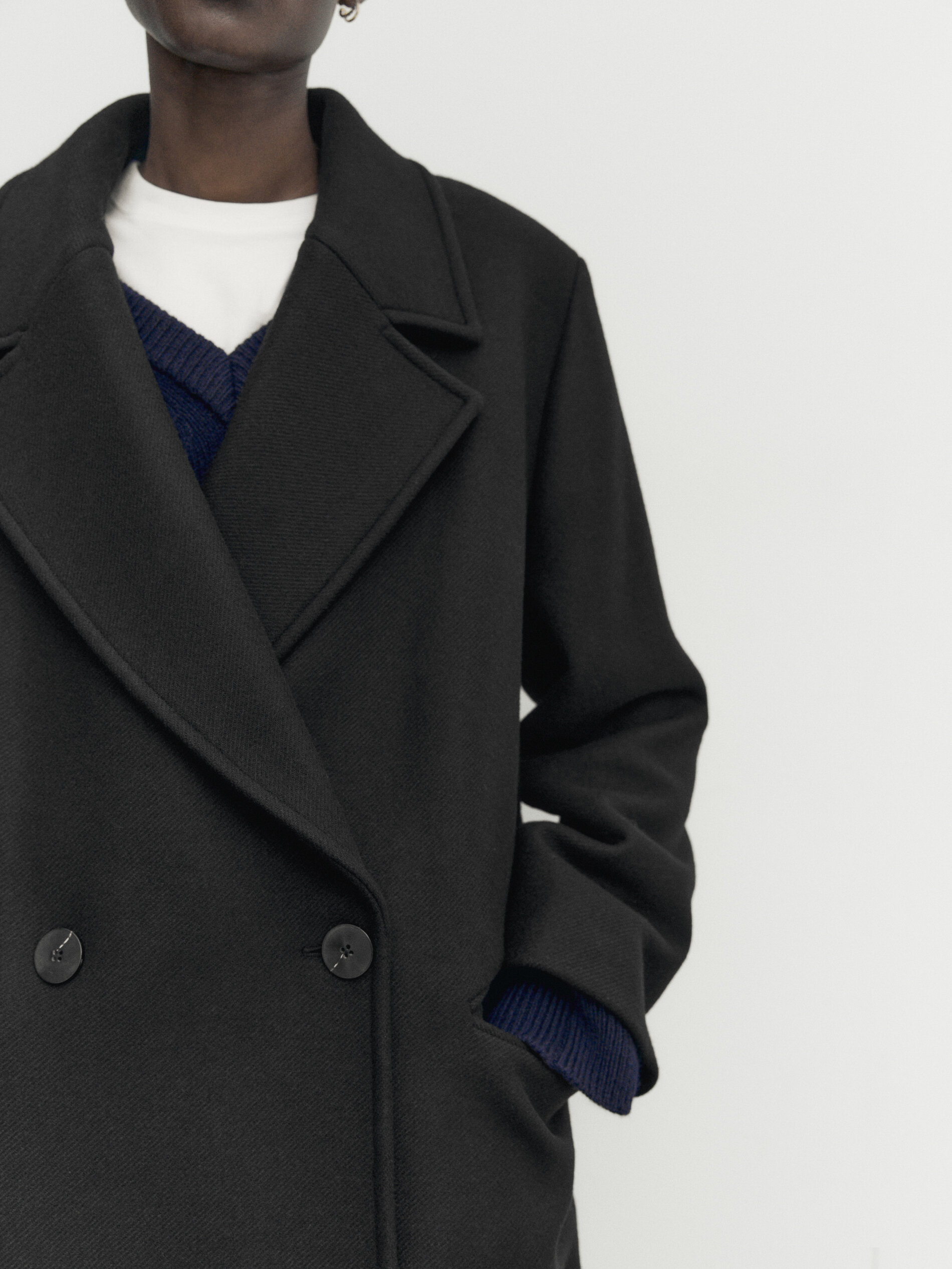 Black wool blend comfort coat
