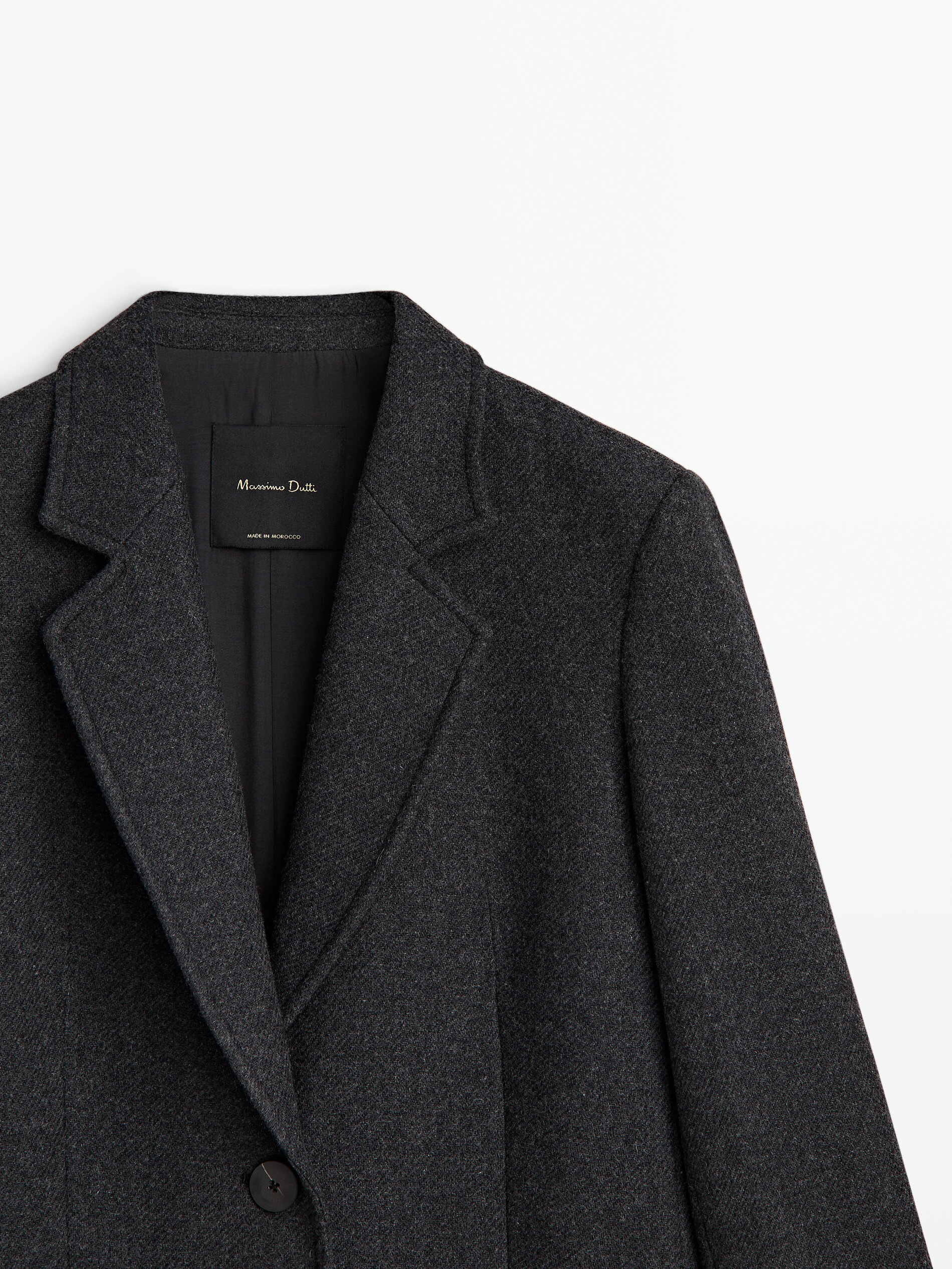 Massimo dutti green cheap wool coat