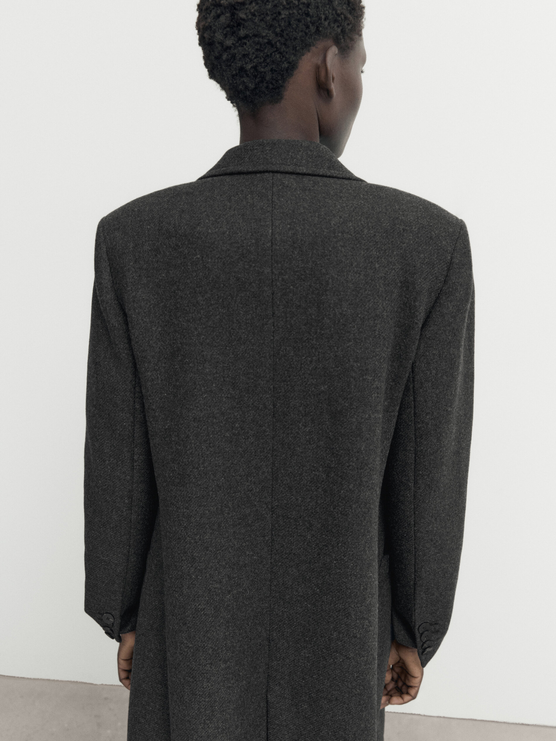 Two button wool blend coat Grey Coats And Jackets Massimo Dutti