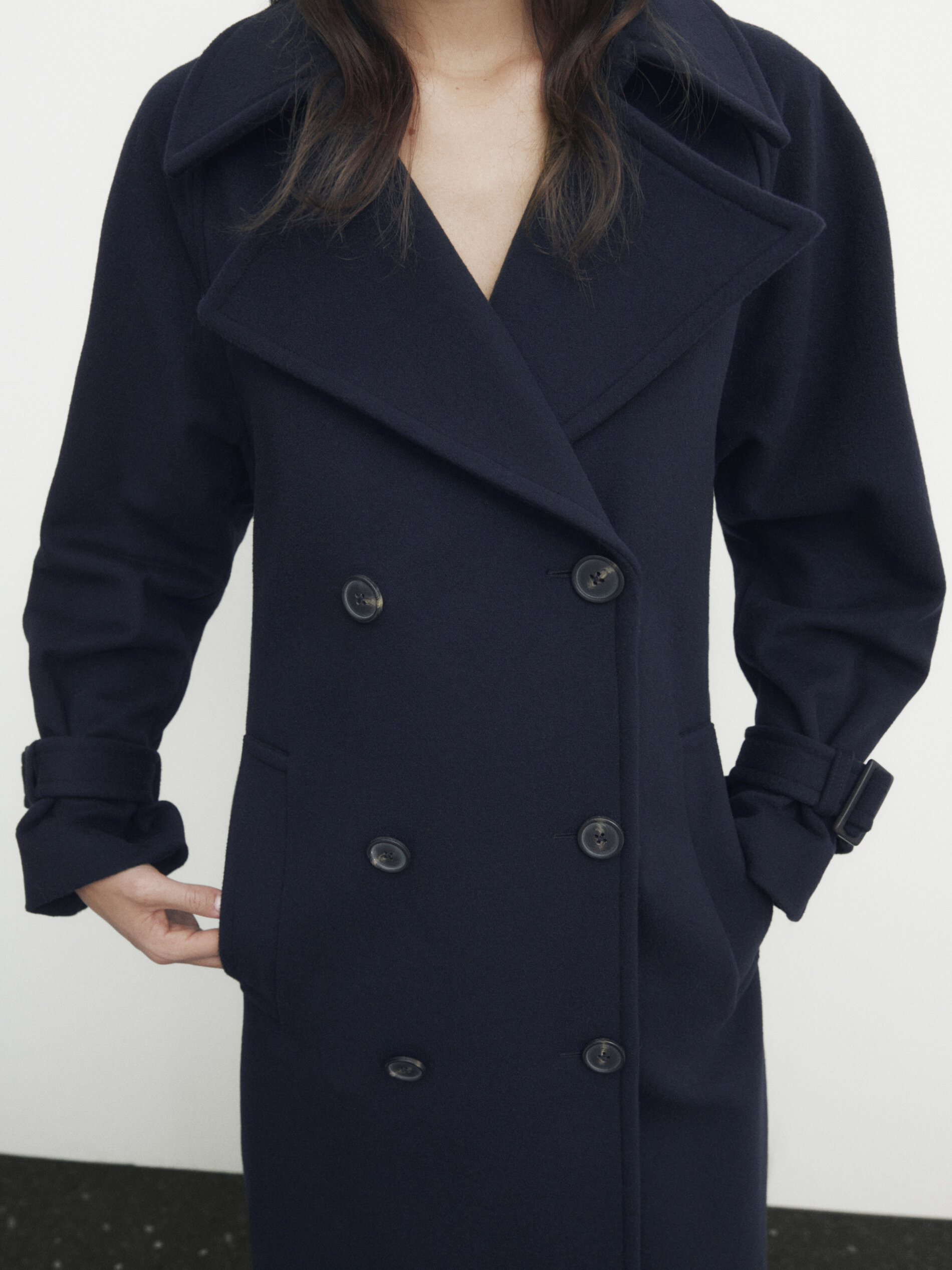 Navy blue outlet trench coat men