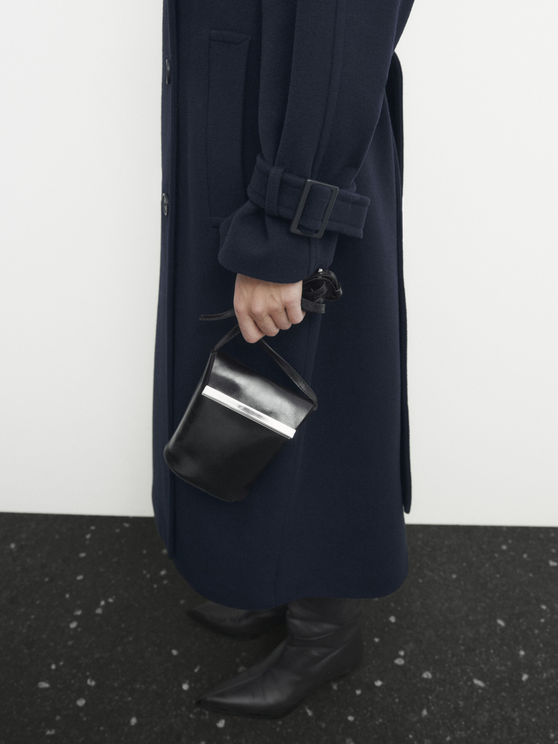 Massimo dutti navy wool coat clearance