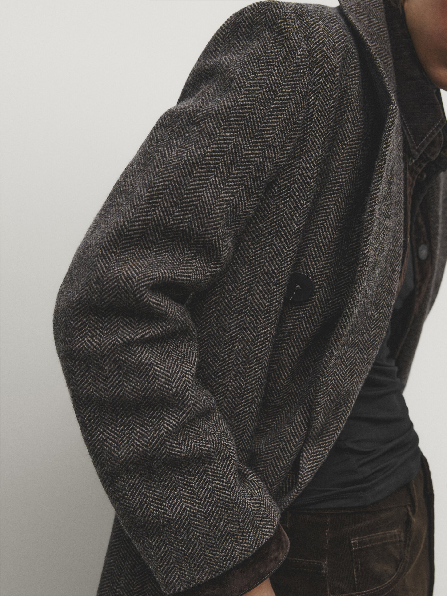 Mens grey sales herringbone coat
