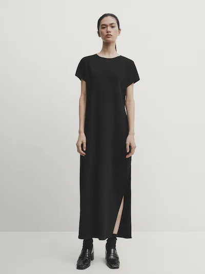 마시모두띠 Massimo Dutti Short sleeve black dress