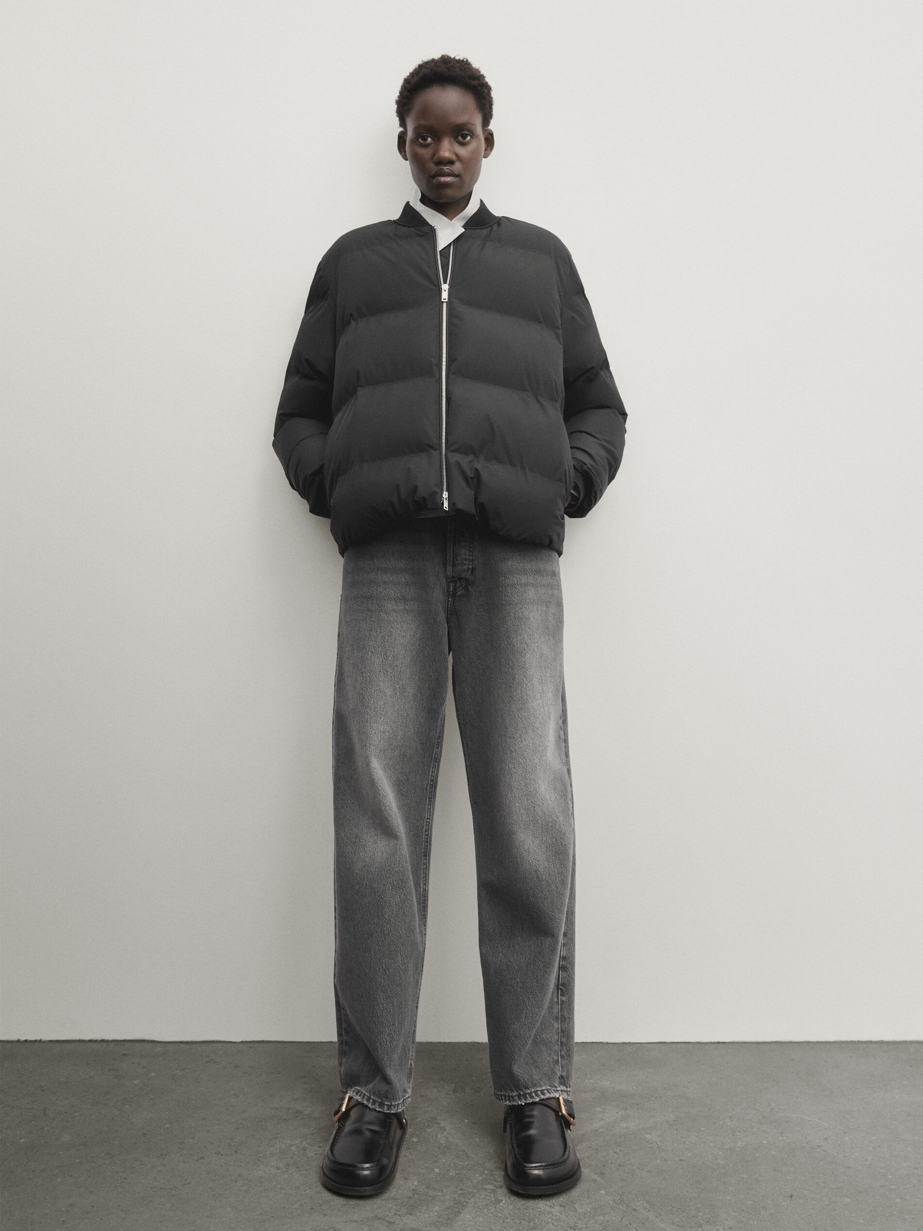 Quilted bomber jacket Black Coats And Jackets Massimo Dutti