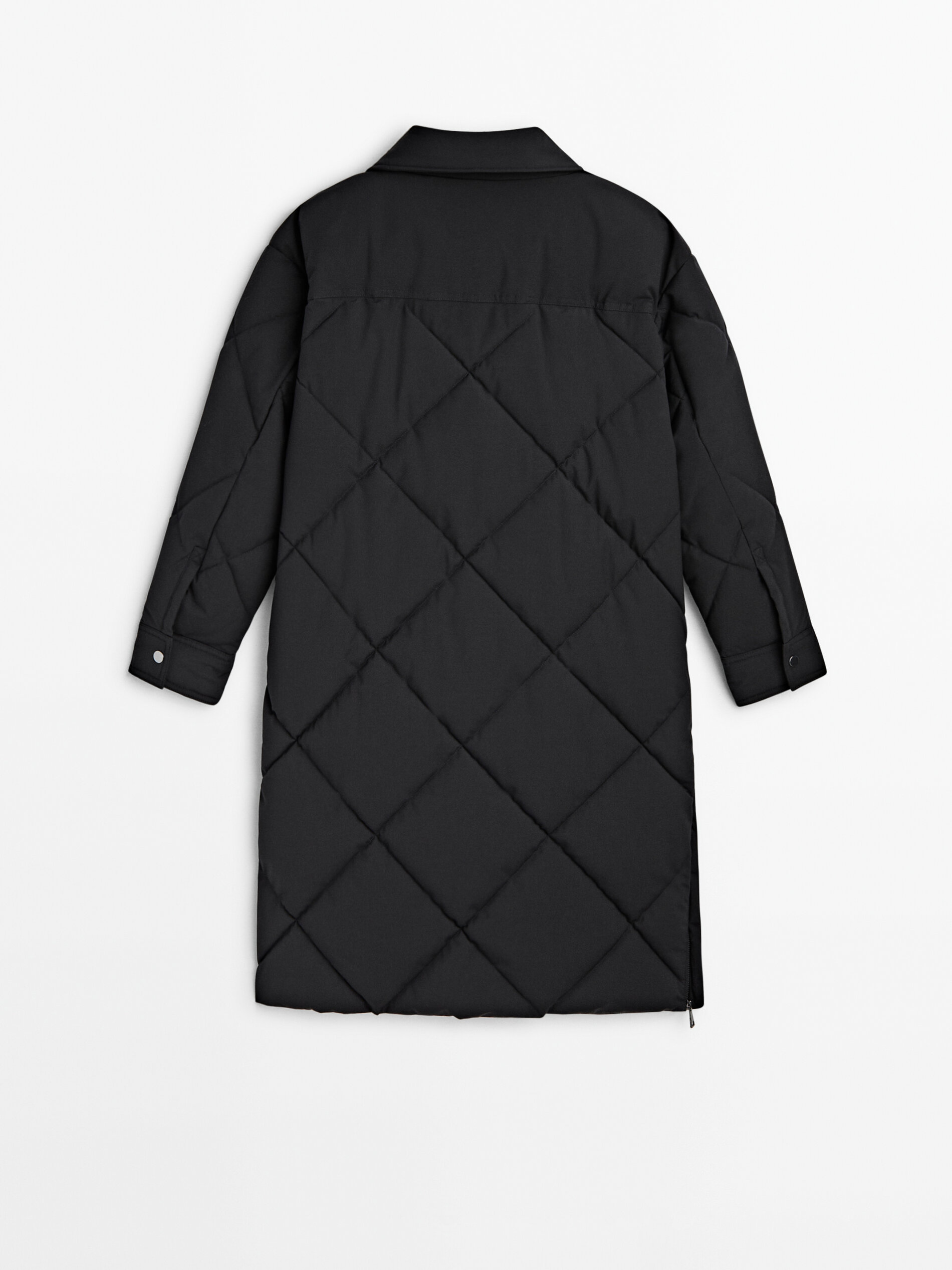Longline diamond design quilted overshirt