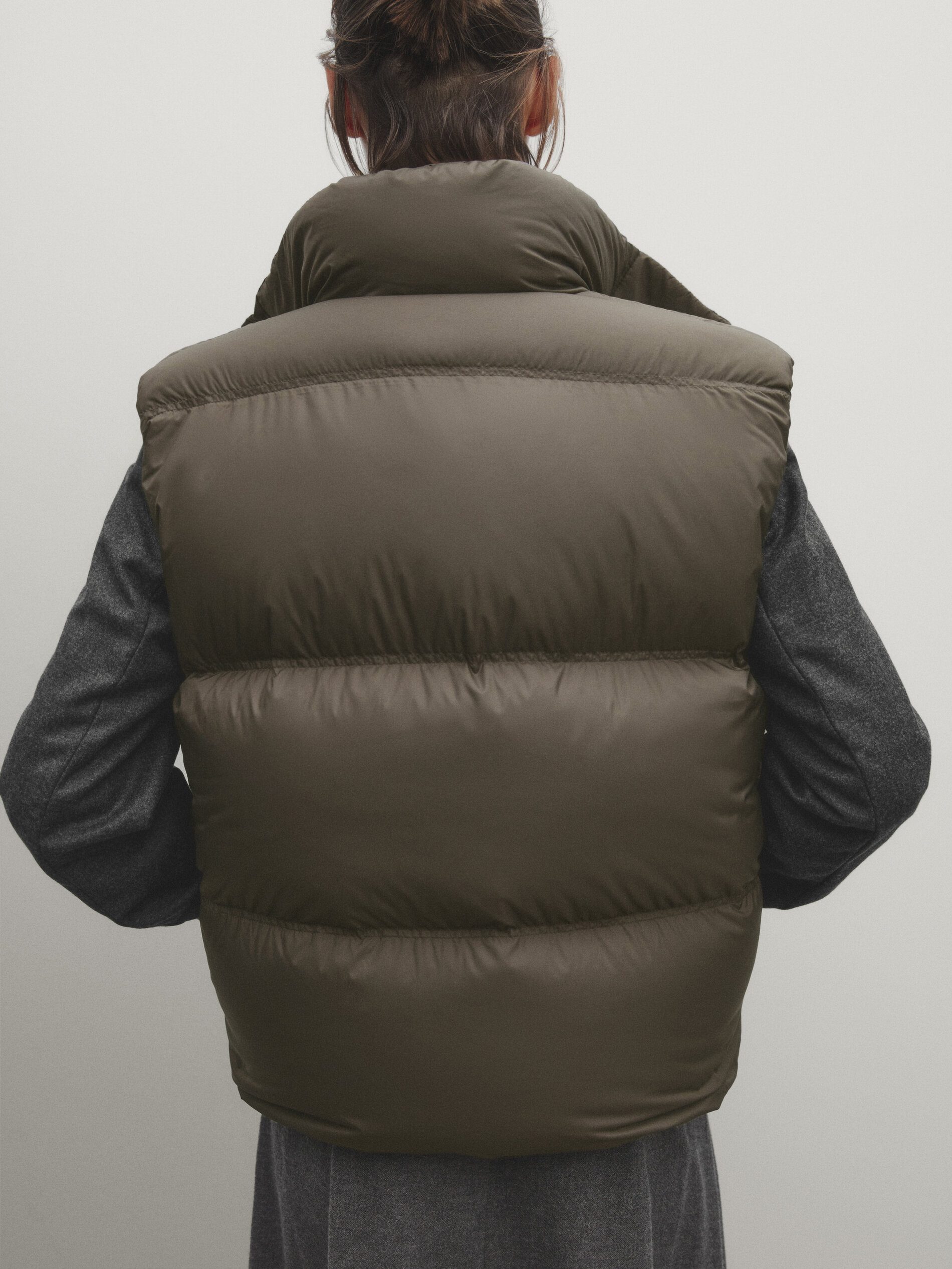 Puffer gilet with down and feather filling Khaki Coats And