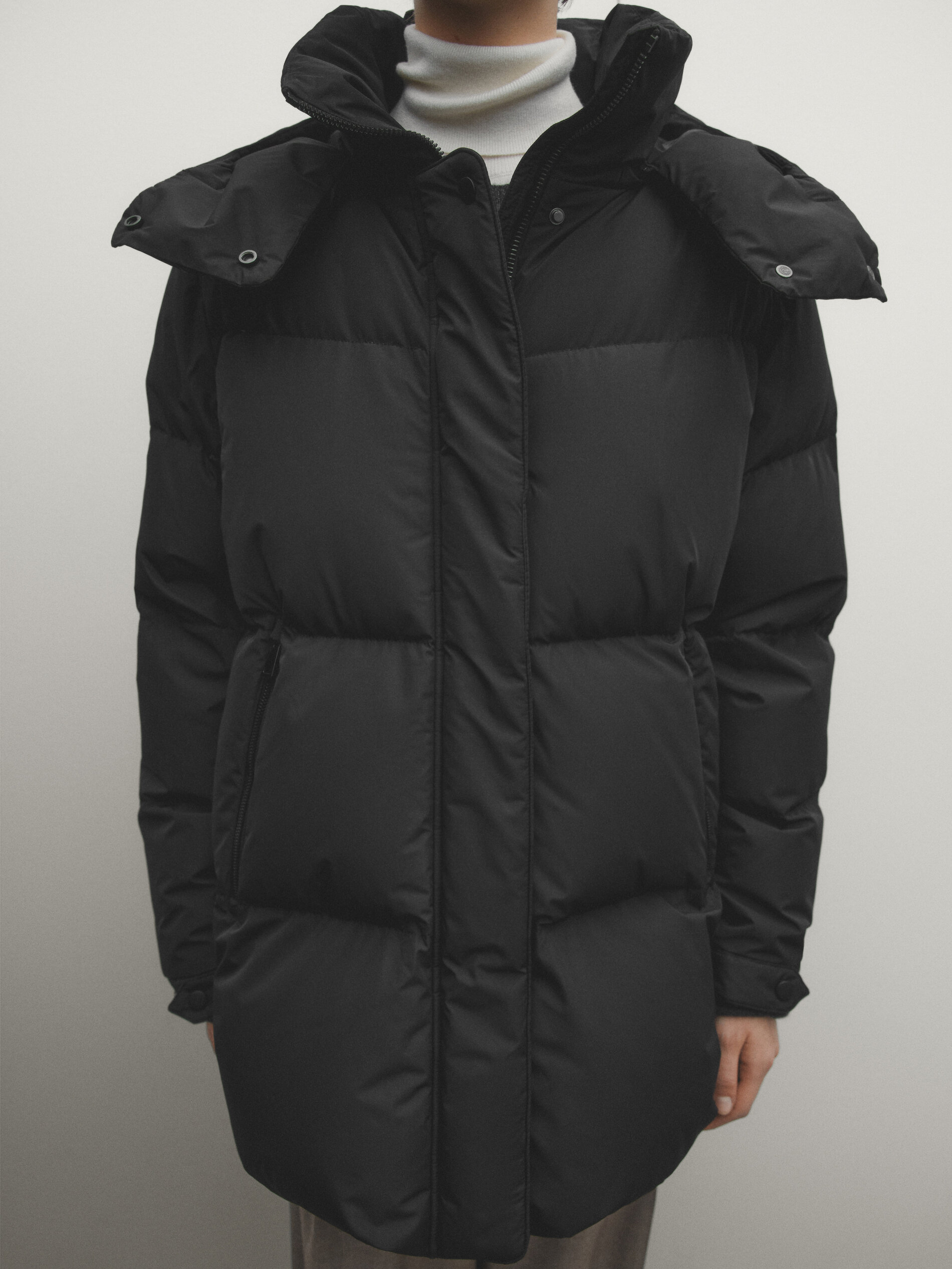 Padded technical jacket with down and feather filling