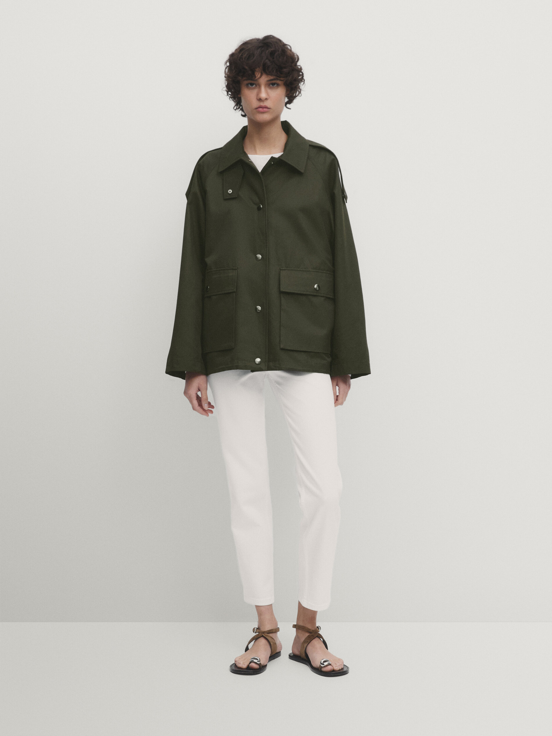 Cropped parka with detachable interior
