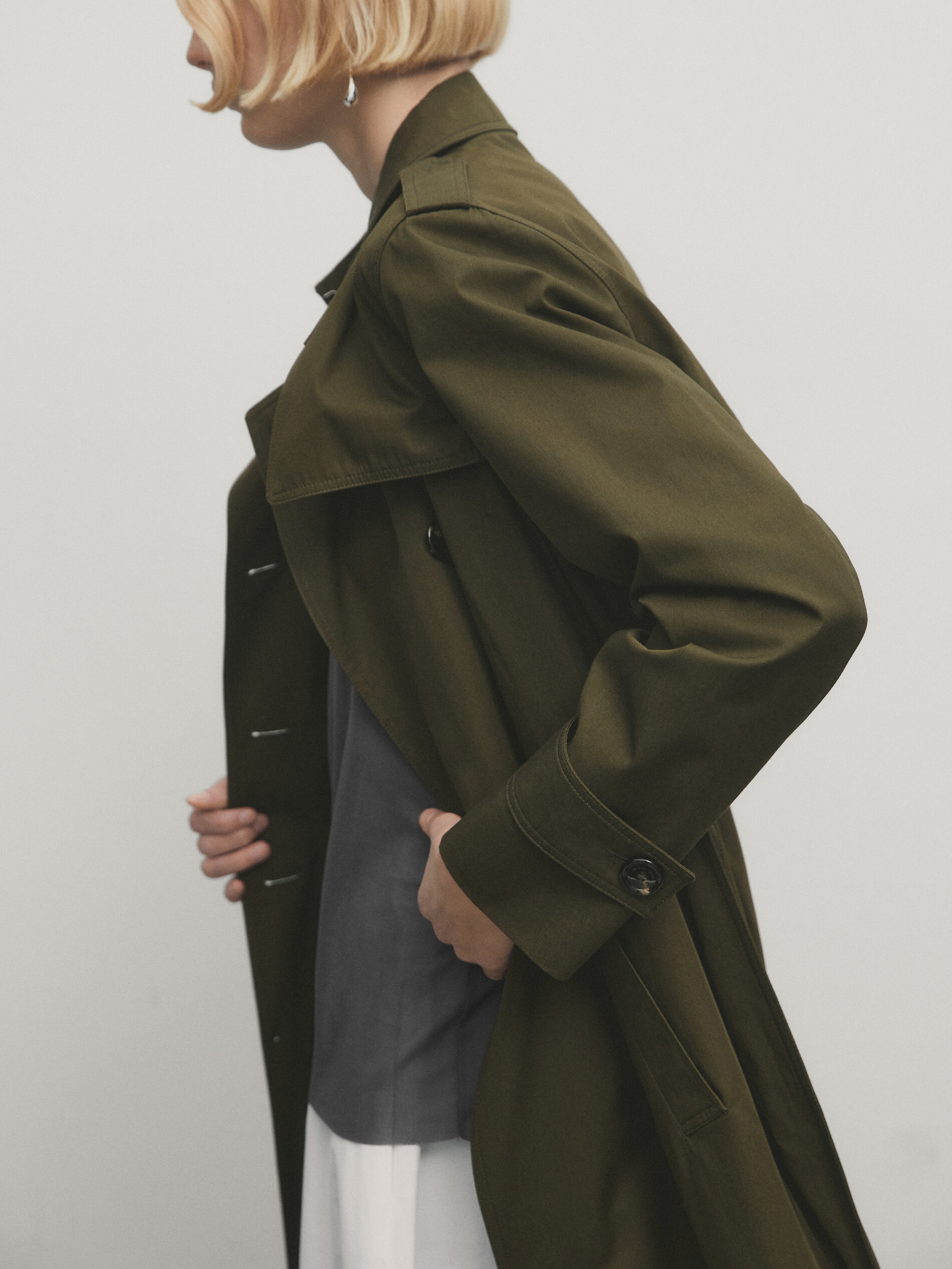 Zara khaki long on sale coat