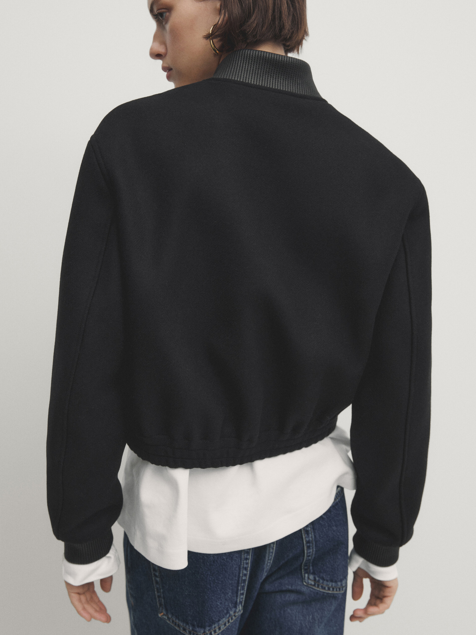 Bomber jacket with contrasting collar hotsell