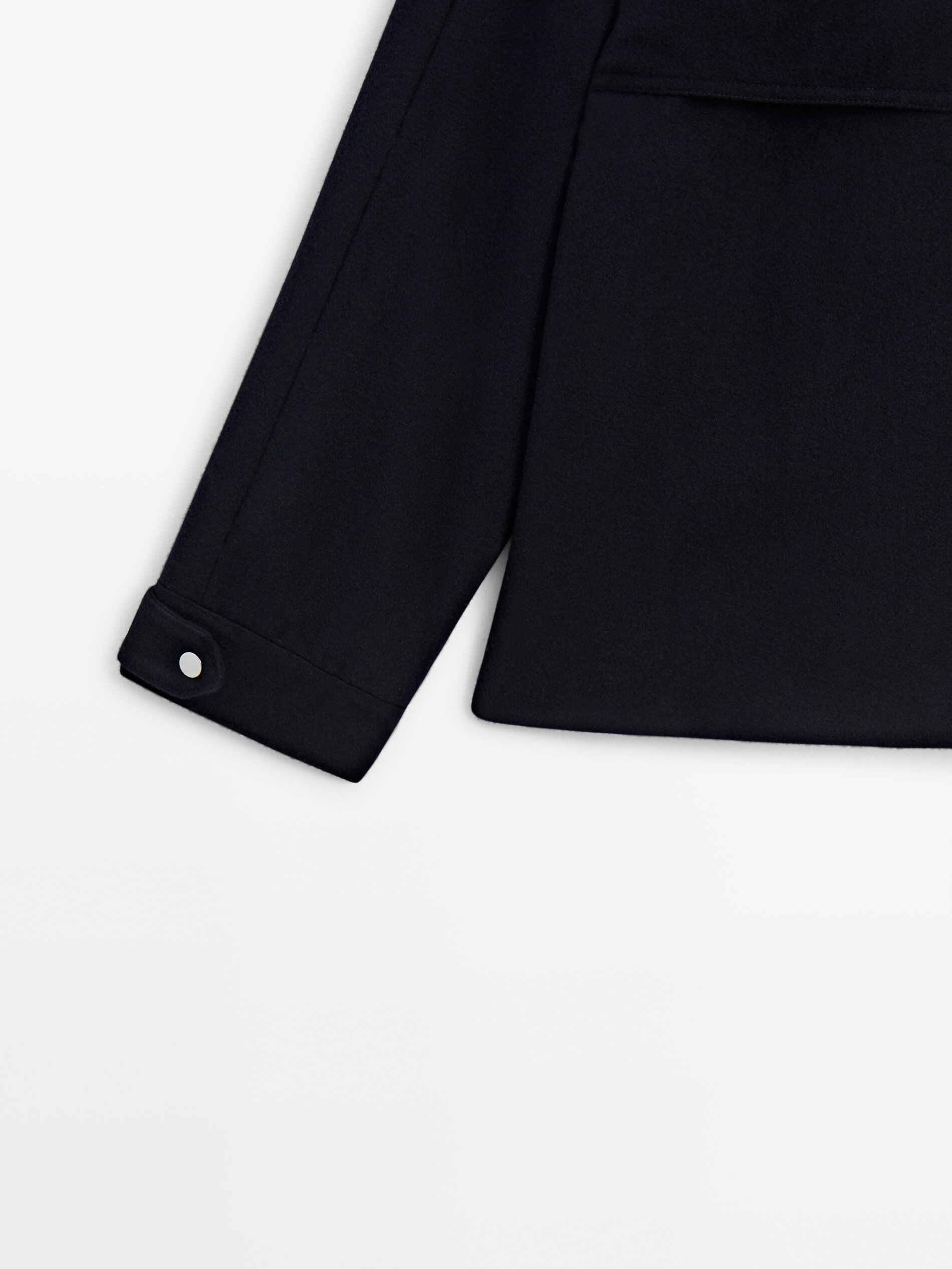 Cropped wool parka with quilted interior Navy Blue Coats And