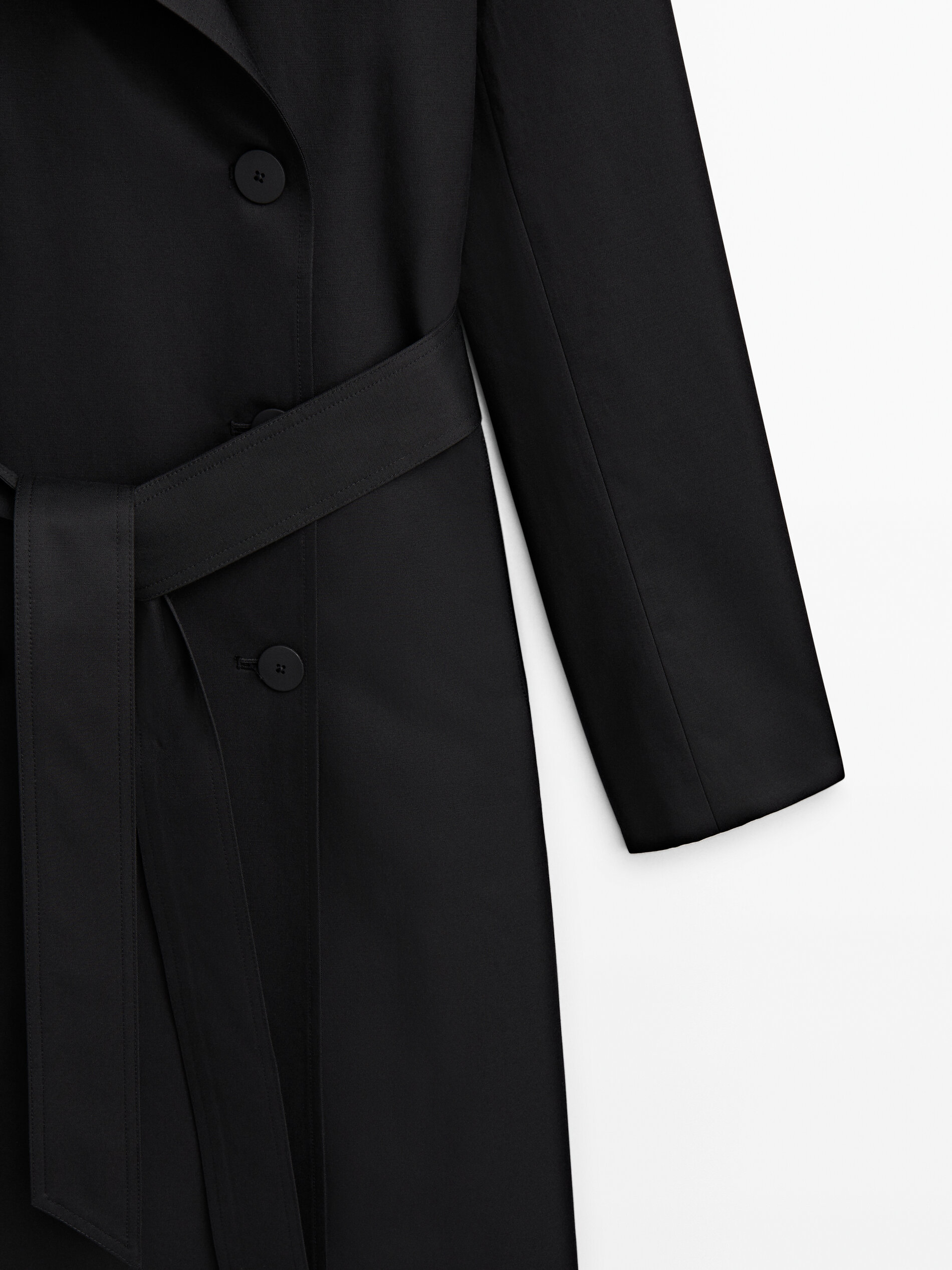 Black belted trench coat Black Coats And Jackets Massimo Dutti