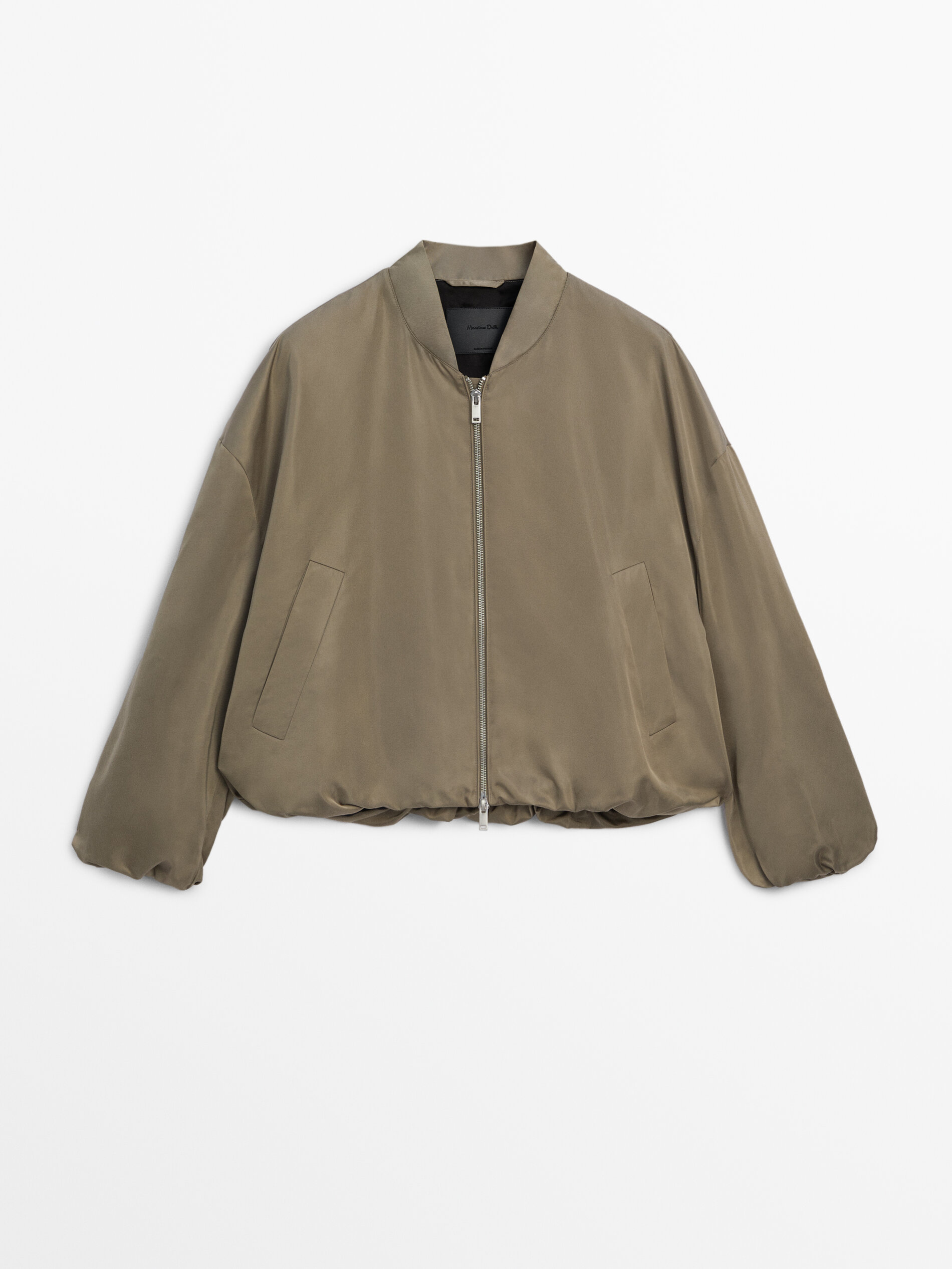 Satin bomber jacket Green Coats And Jackets Massimo Dutti